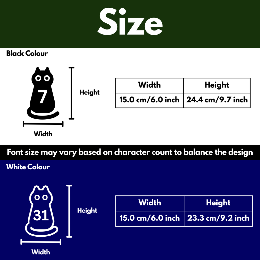 Black Cat Bin Decal Sticker with Personalised House Number