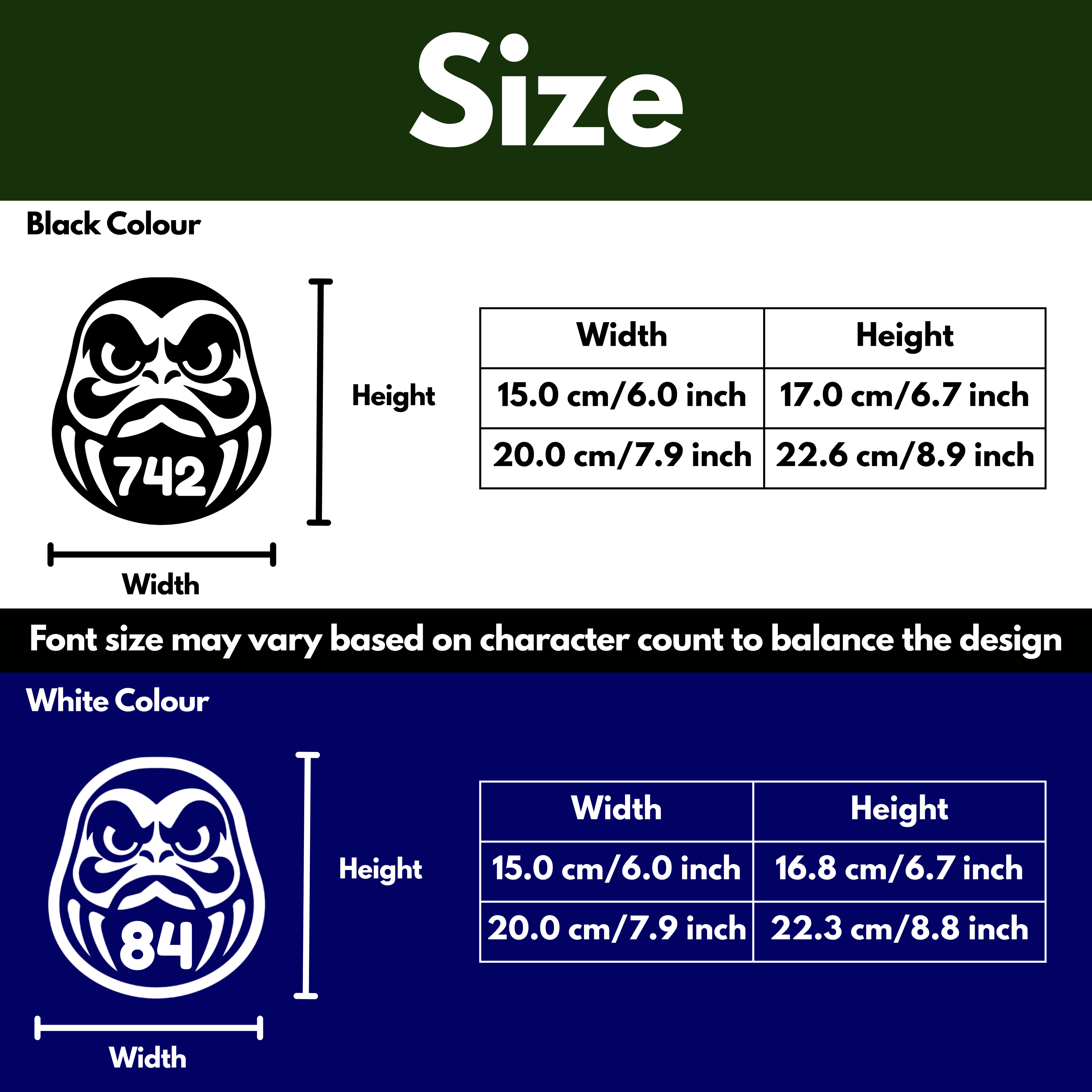 Japanese Daruma Doll Bin Decal Sticker with Personalised House Number