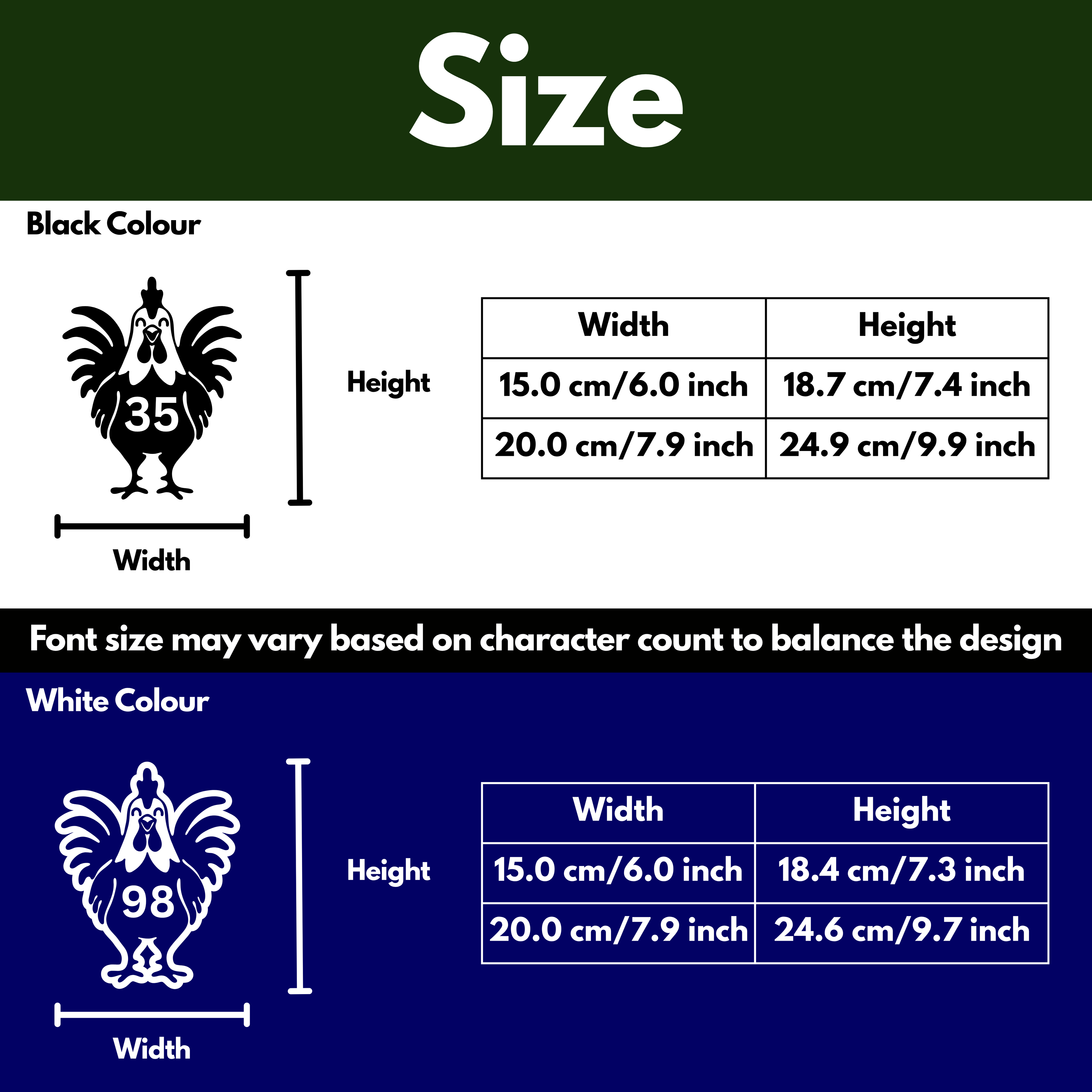Rooster Bin Decal Sticker with Personalised House Number