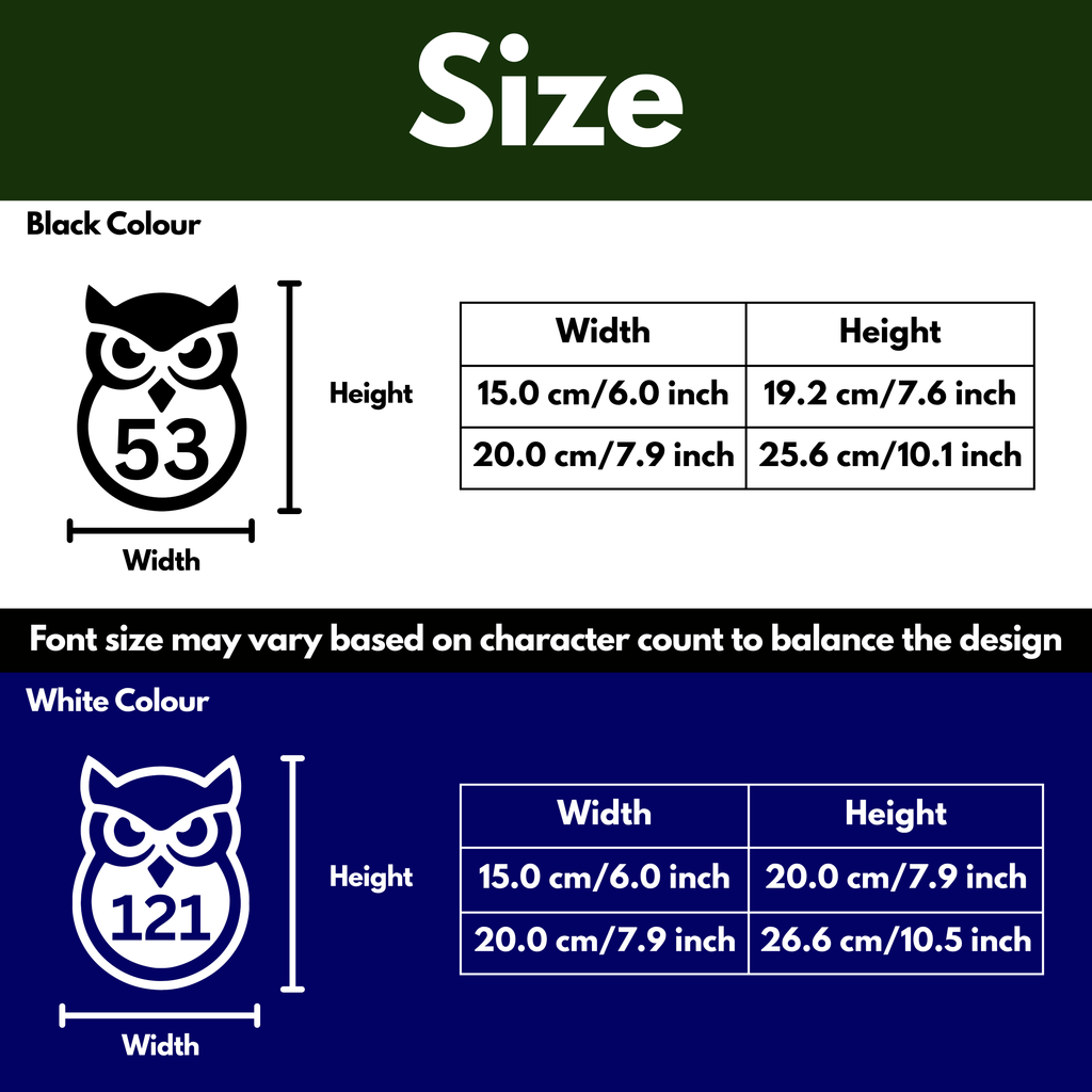Owl Bin Decal Sticker with Personalised House Number