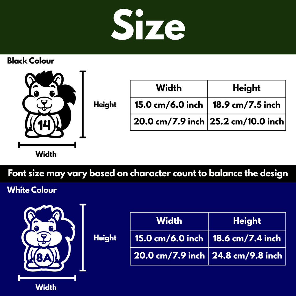 Squirrel Bin Decal Sticker with Personalised House Number