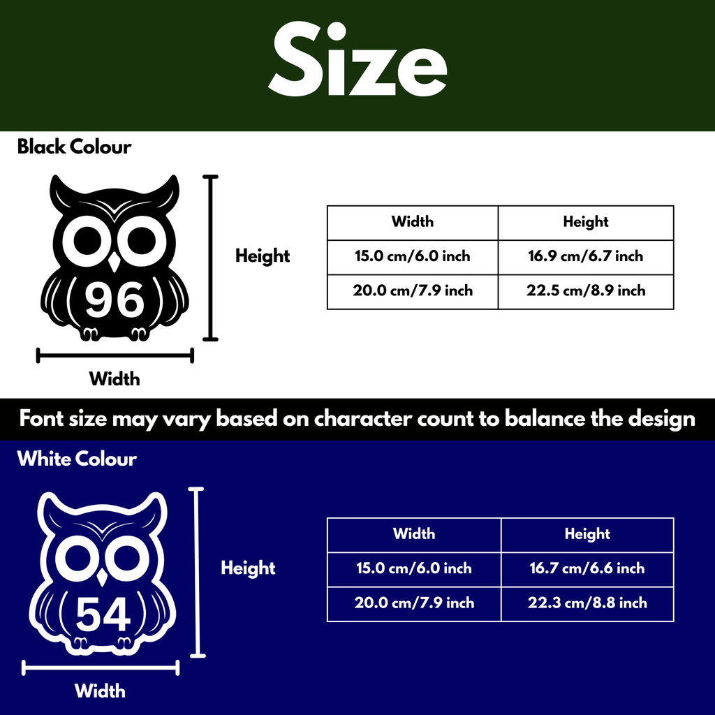 Owl Bin Decal Sticker with Personalised House Number