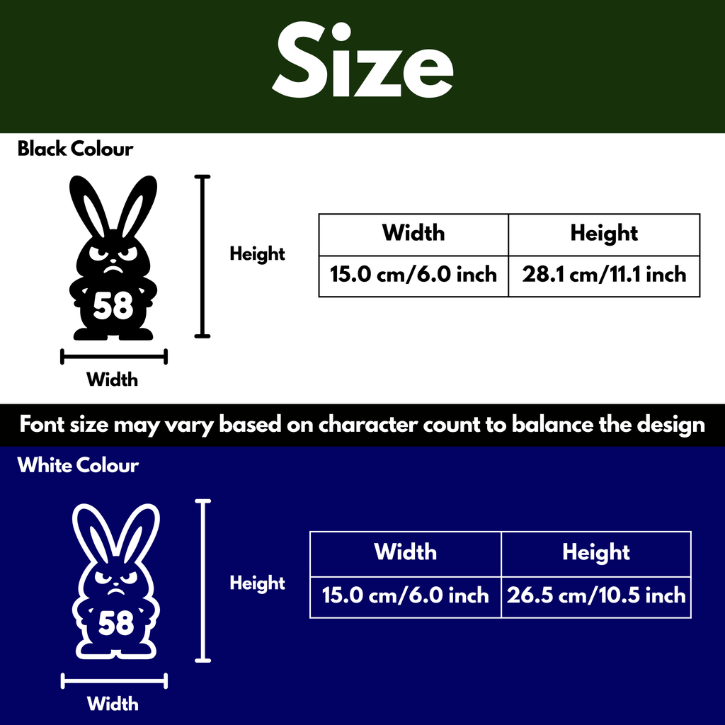Angry Rabbit Bin Decal Sticker with Personalised House Number