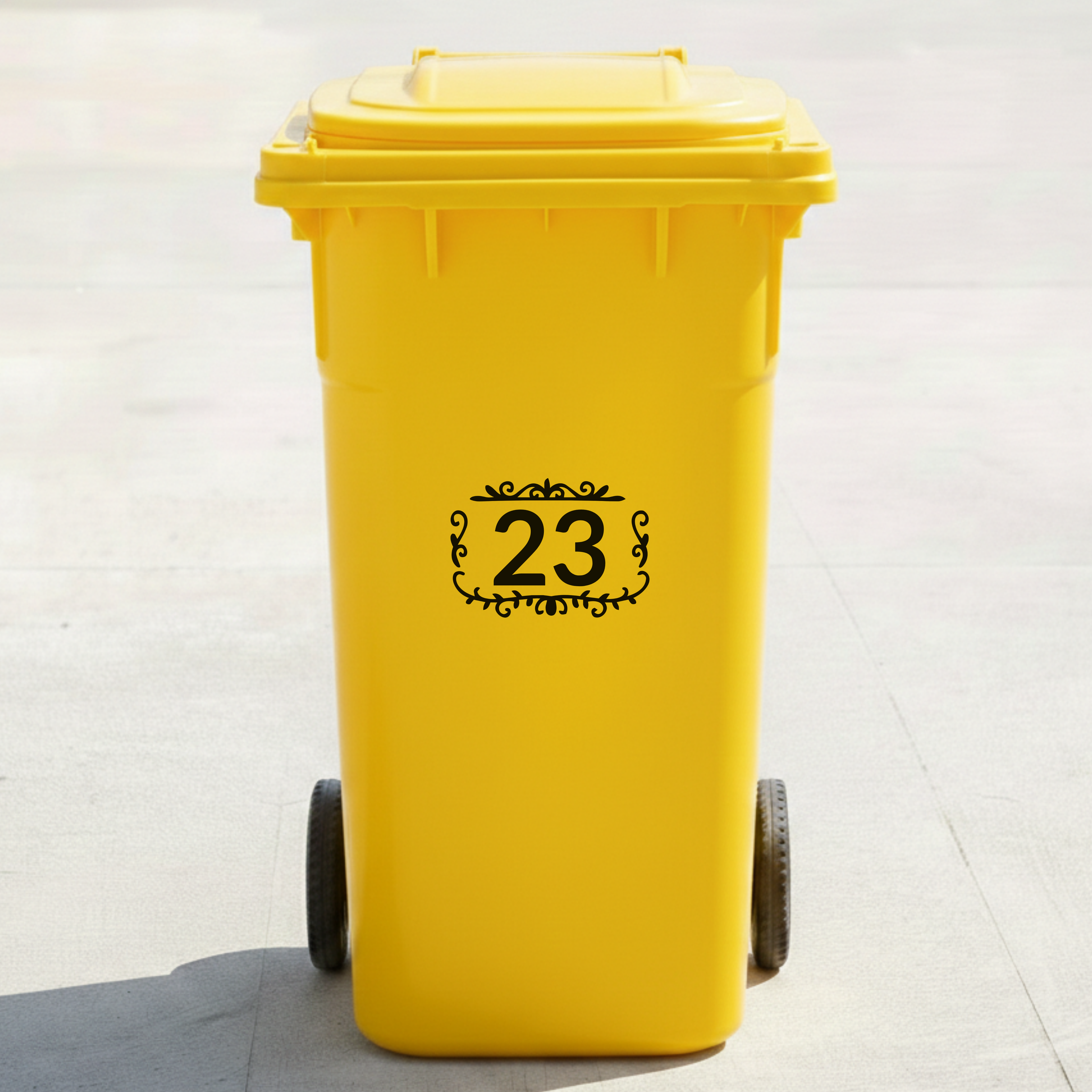 Wreath Bin Decal Sticker with Personalised House Number