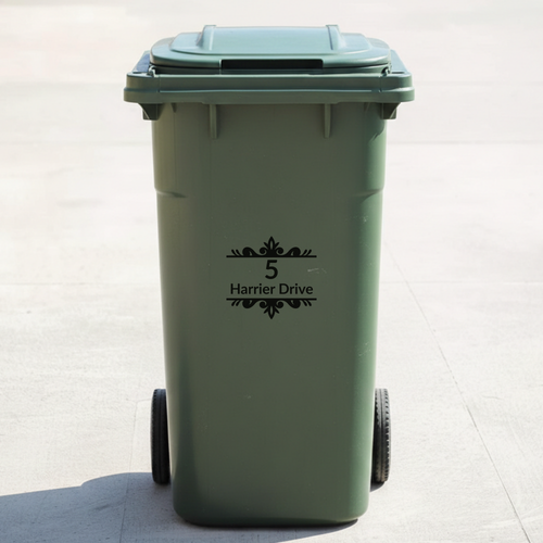 Bin Decal Sticker with Personalised House Number