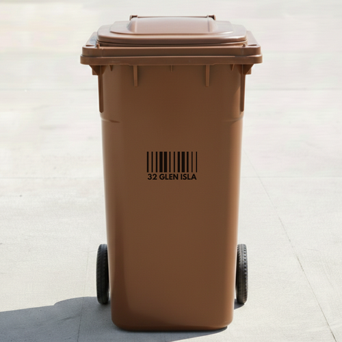 Barcode Bin Decal Sticker with Personalised House Number
