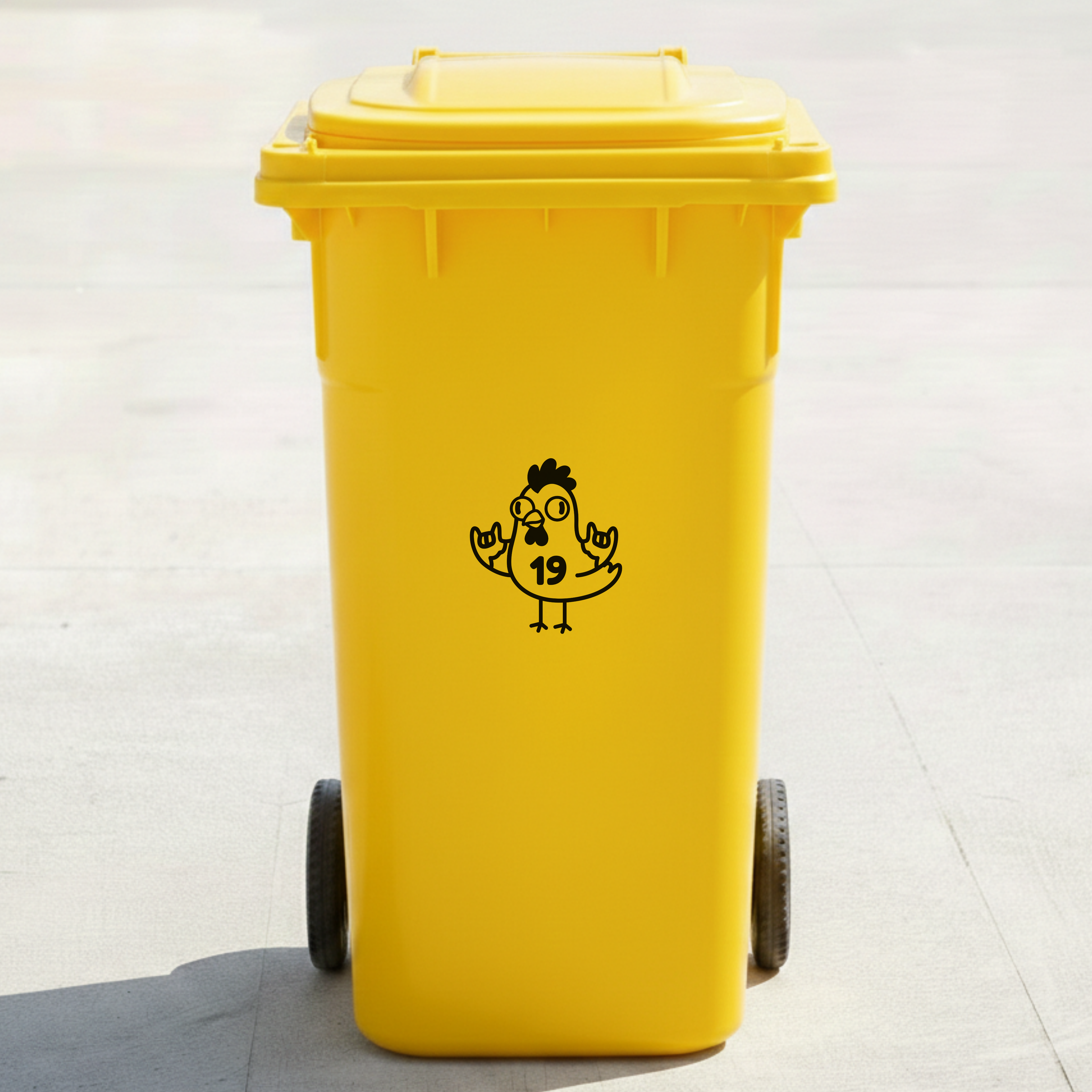 Rock & Roll Chicken Bin Decal Sticker with Personalised House Number