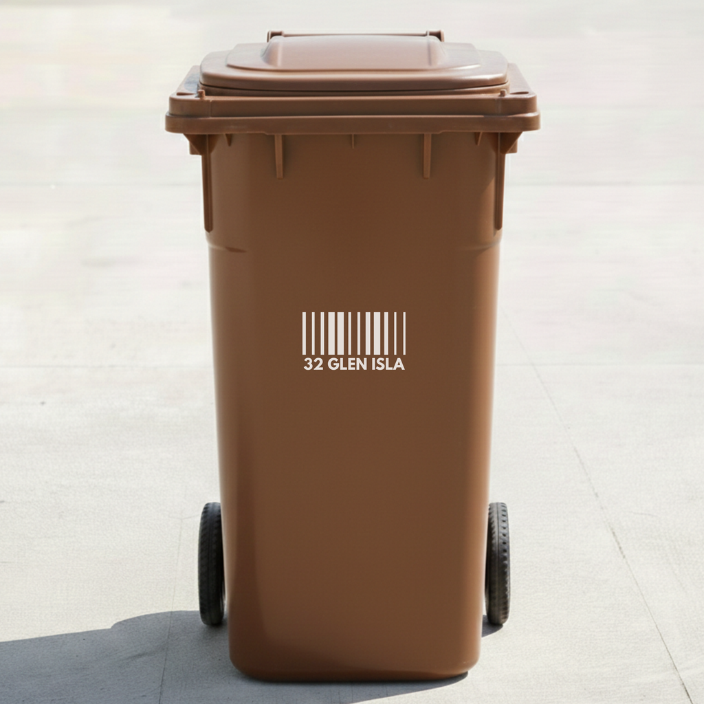 Barcode Bin Decal Sticker with Personalised House Number