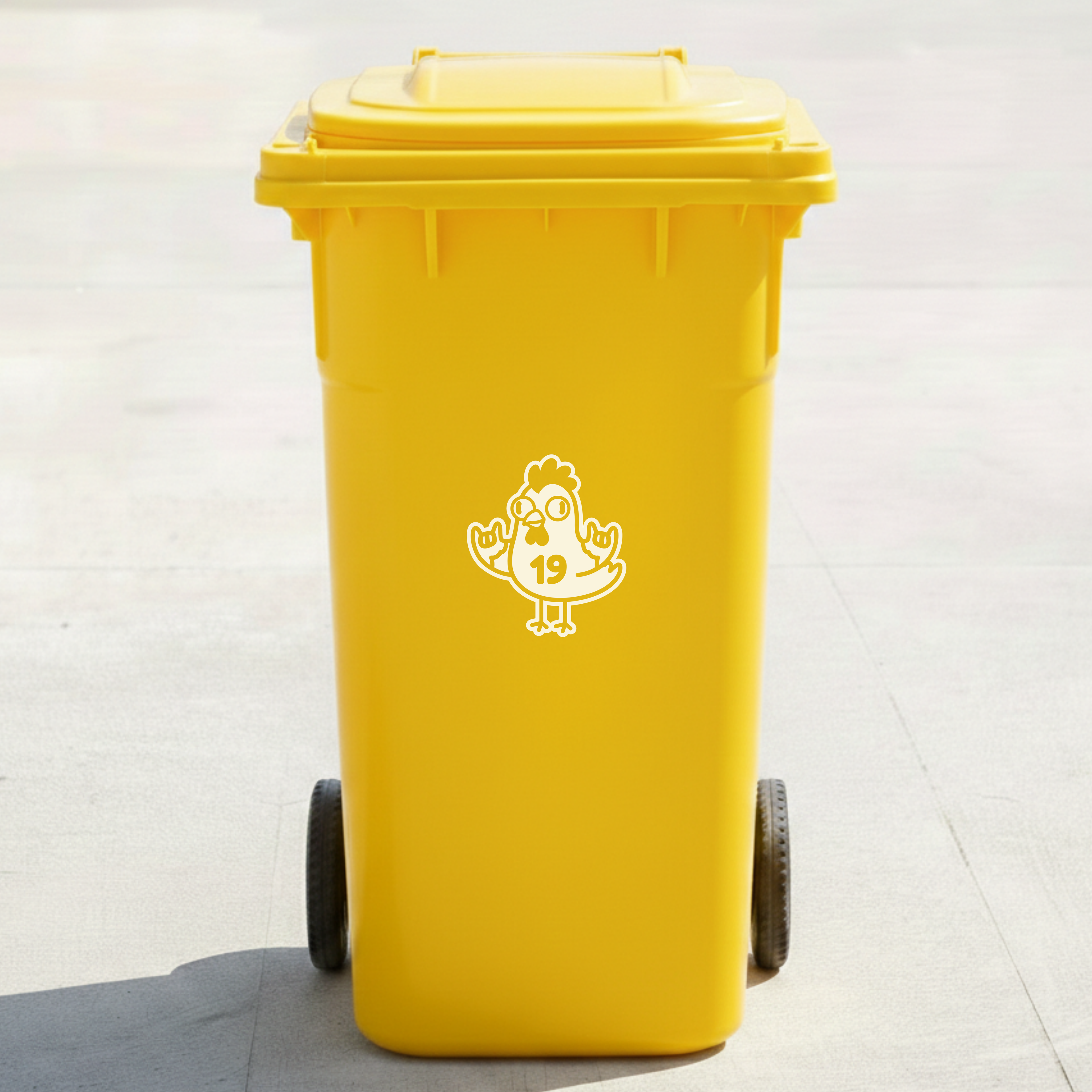 Rock & Roll Chicken Bin Decal Sticker with Personalised House Number