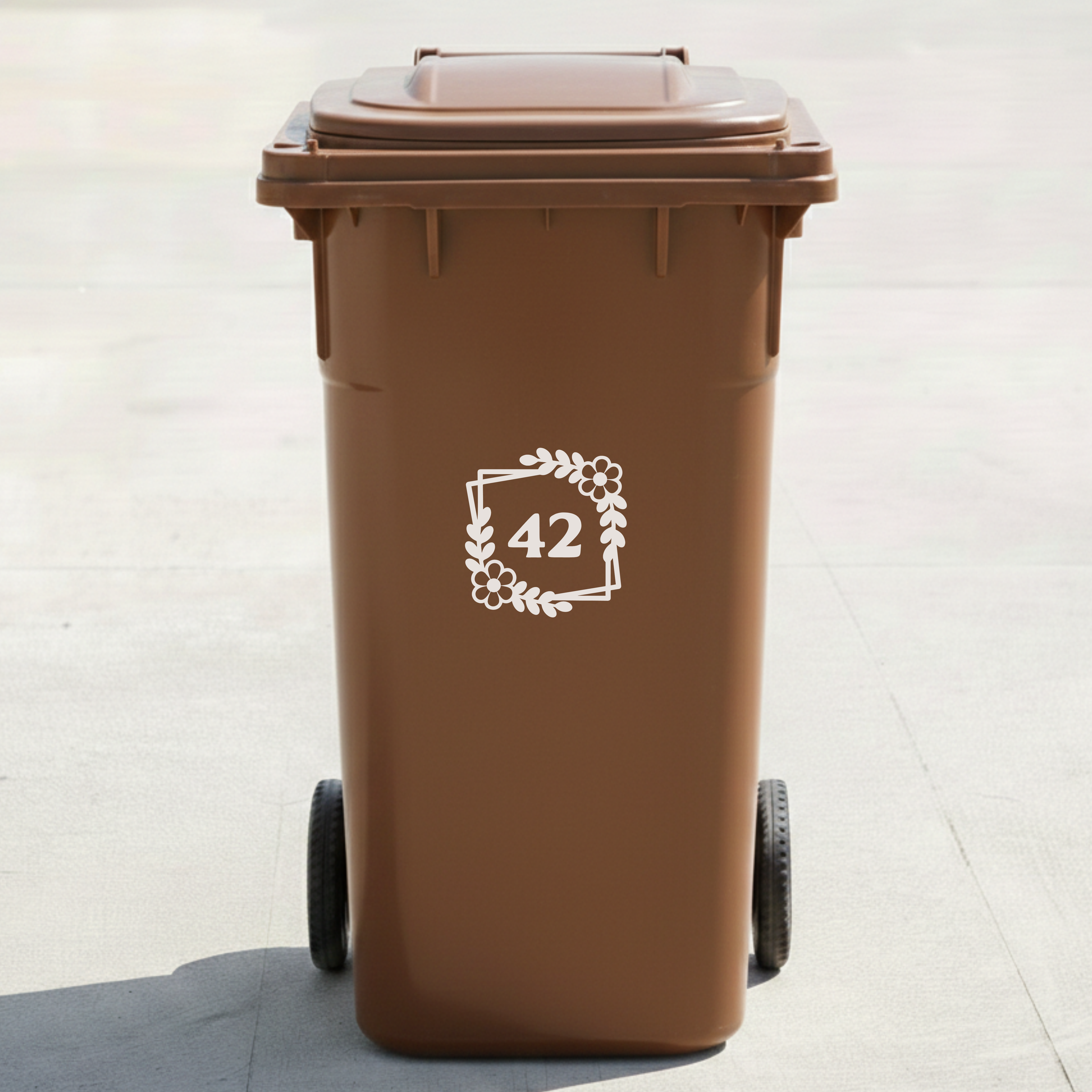 Floral Frame Bin Decal Sticker with Personalised House Number