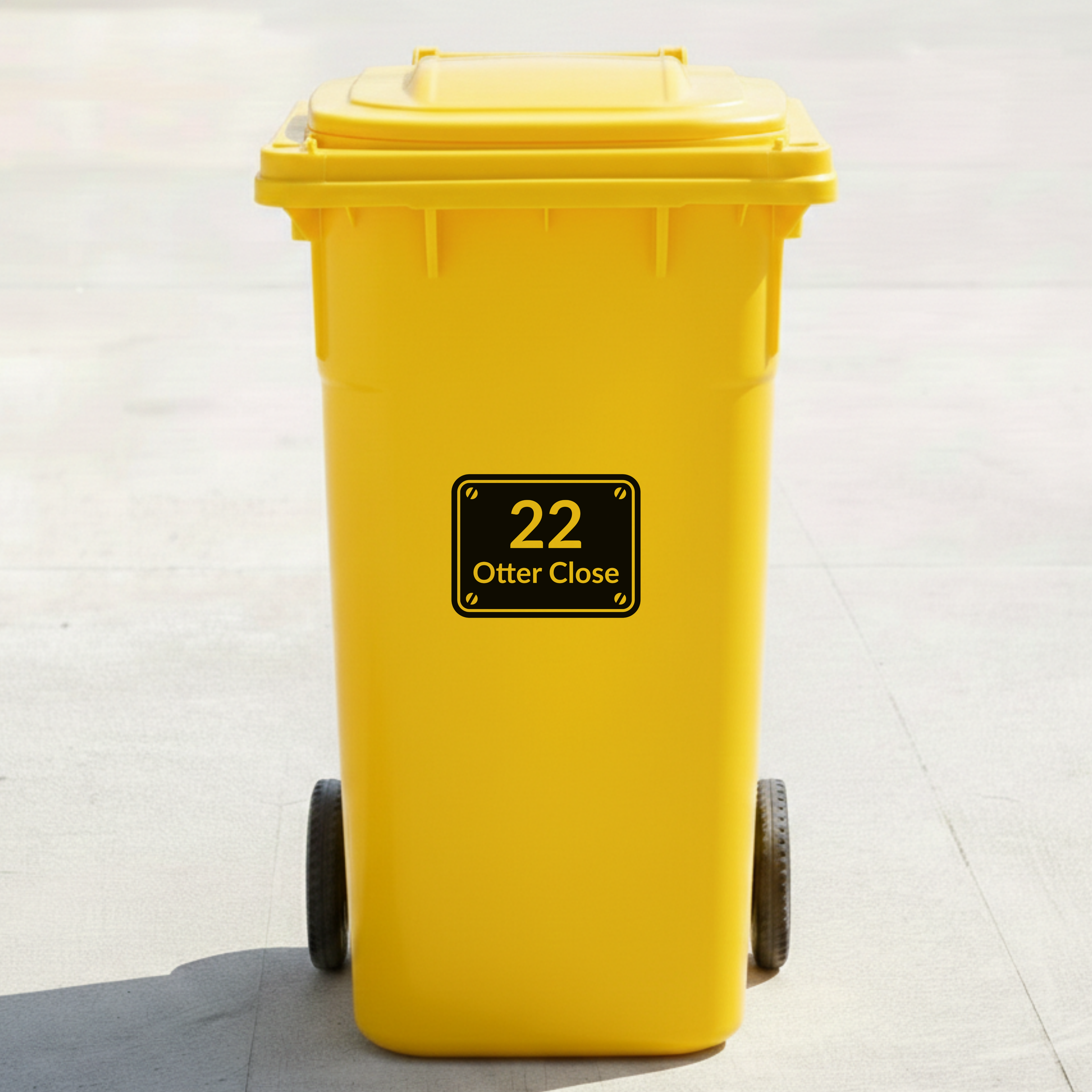 Sign Board Bin Decal Sticker with Personalised House Number