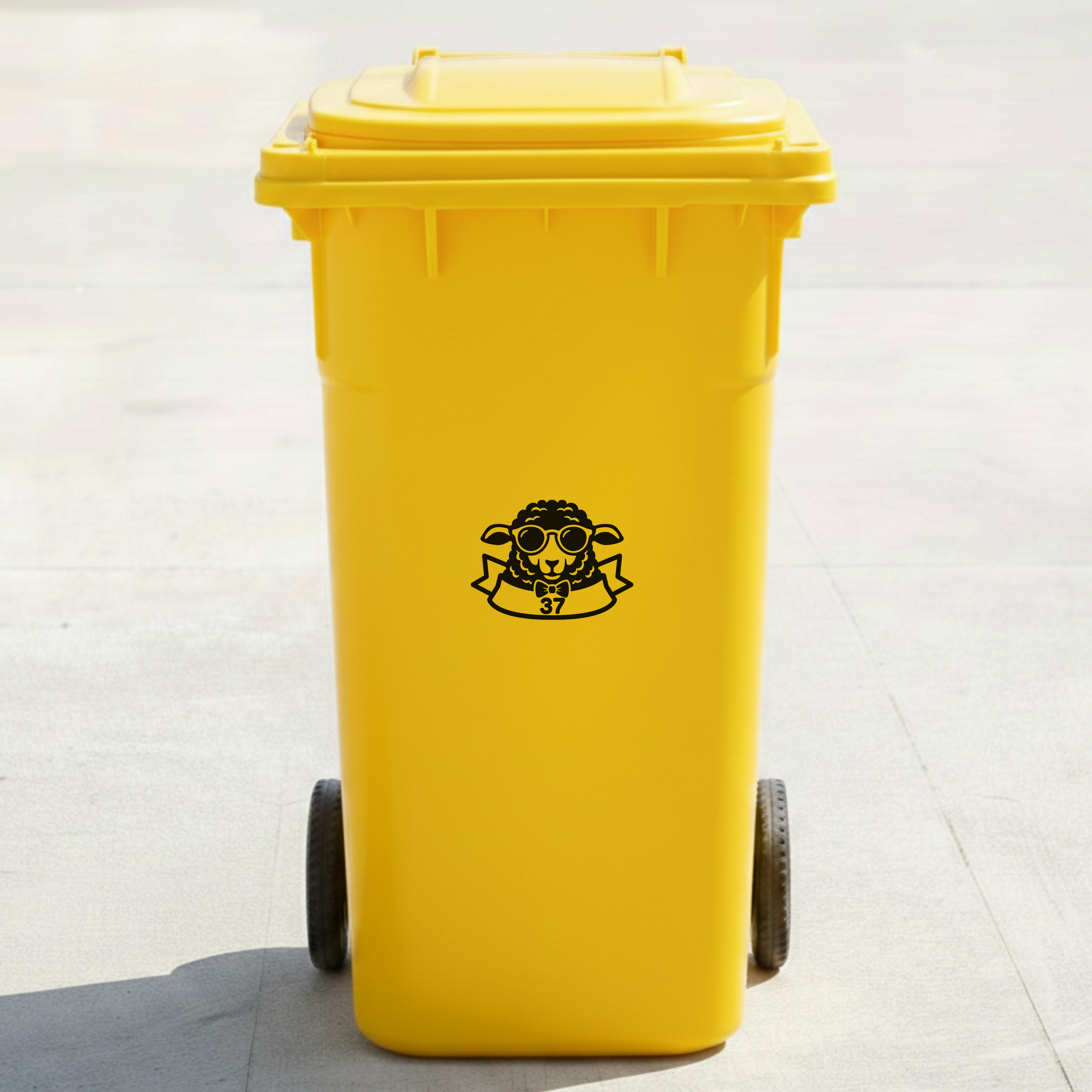 Sheep Bin Decal Sticker with Personalised House Number