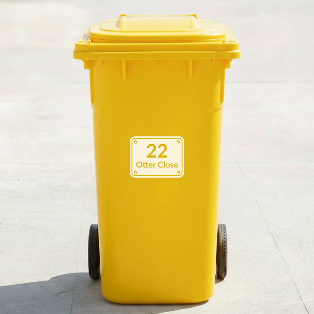 Sign Board Bin Decal Sticker with Personalised House Number