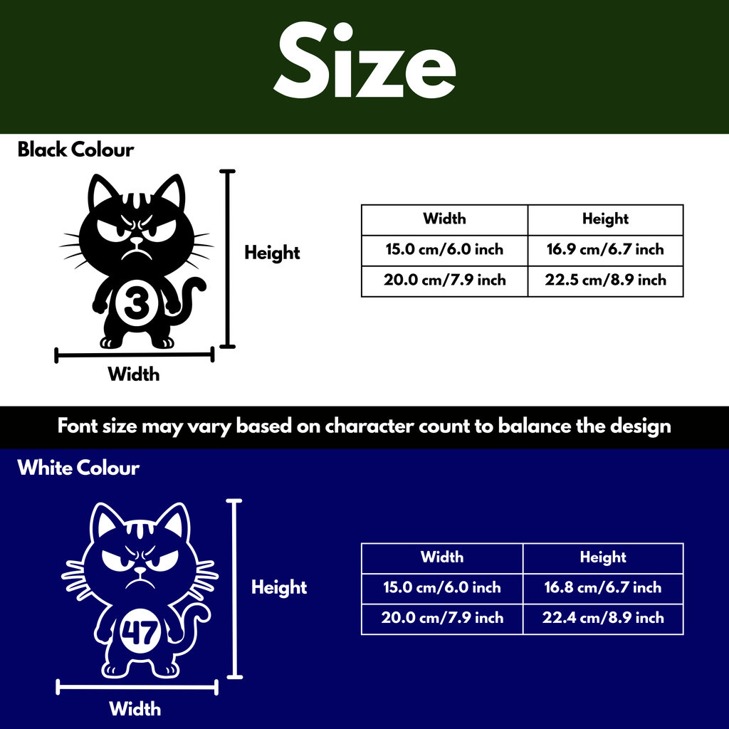 Angry Cat Bin Decal Sticker with Personalised House Number