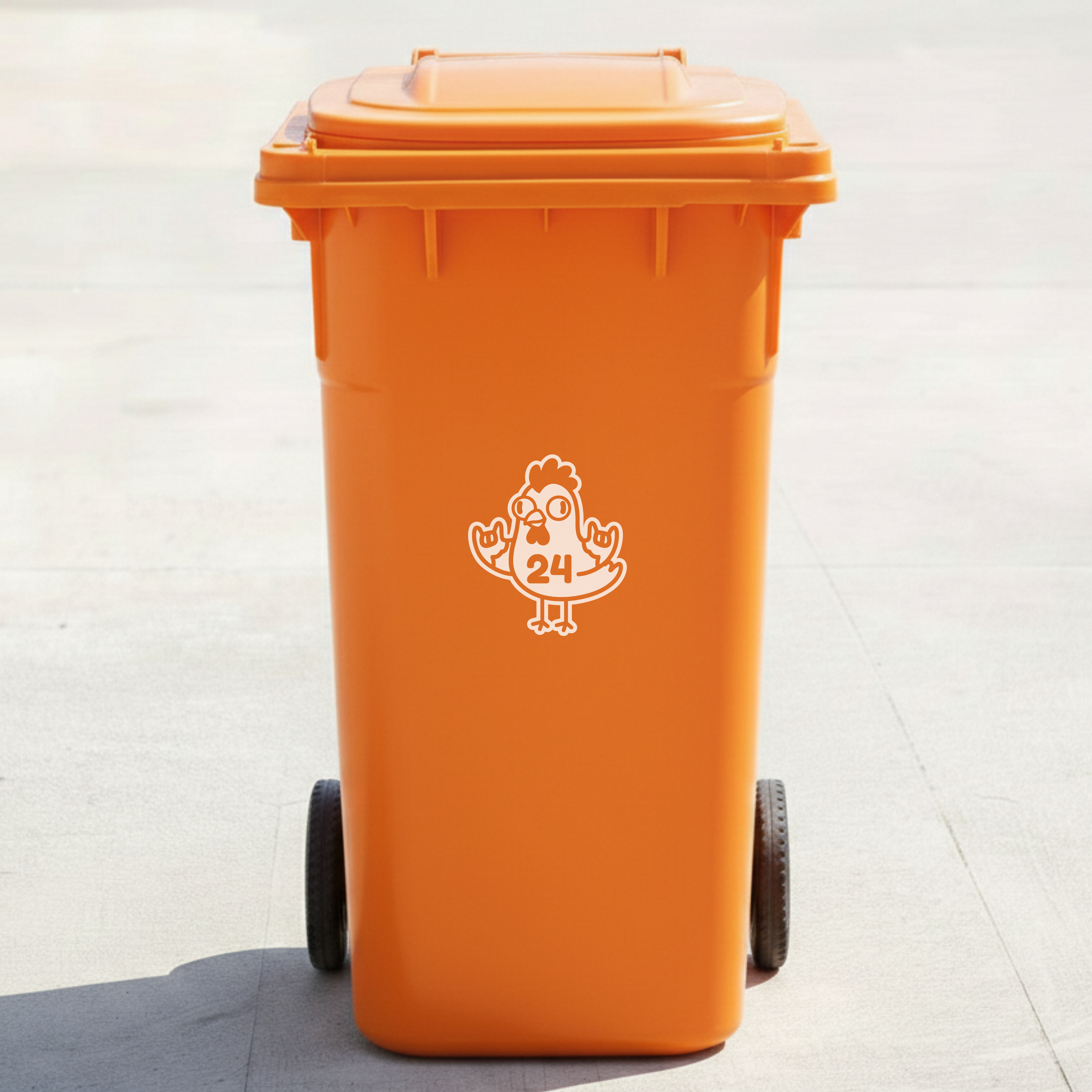 Rock & Roll Chicken Bin Decal Sticker with Personalised House Number