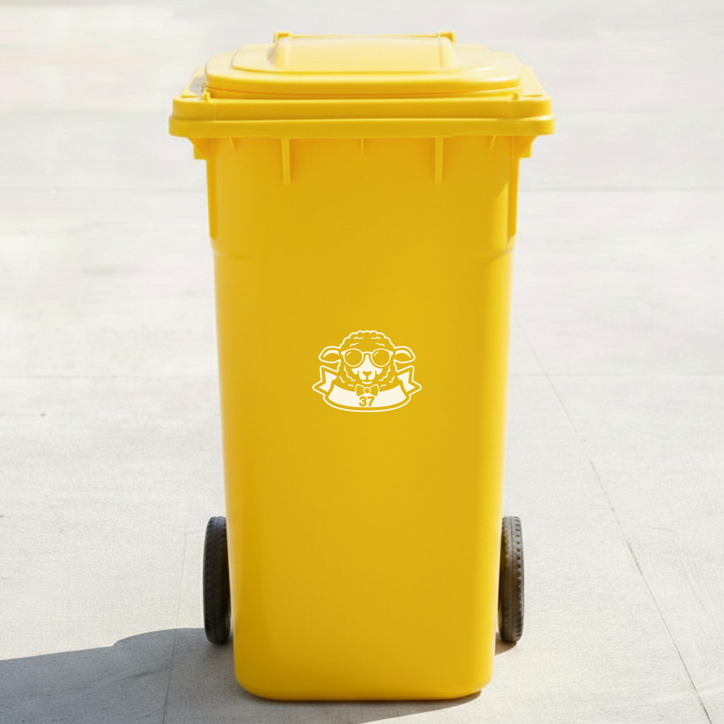 Sheep Bin Decal Sticker with Personalised House Number