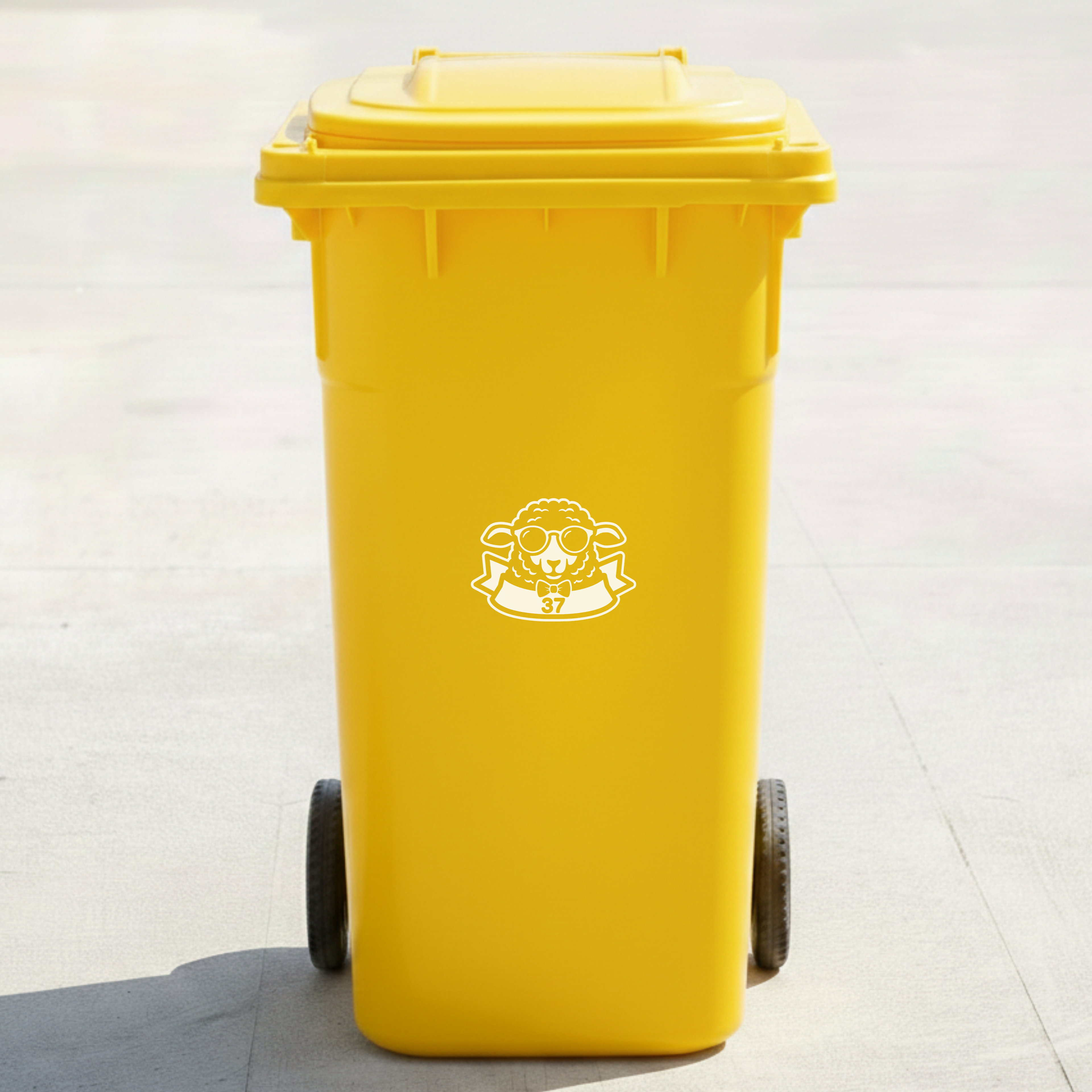 Sheep Bin Decal Sticker with Personalised House Number