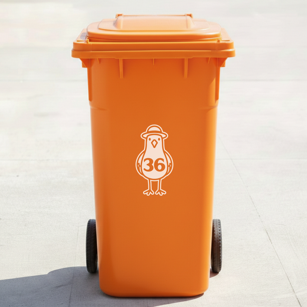 Seagull Bin Decal Sticker with Personalised House Number