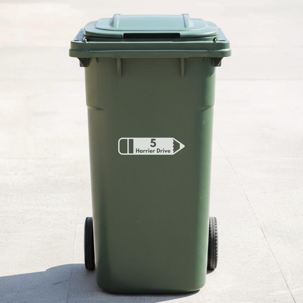 Pencil Bin Decal Sticker with Personalised House Number