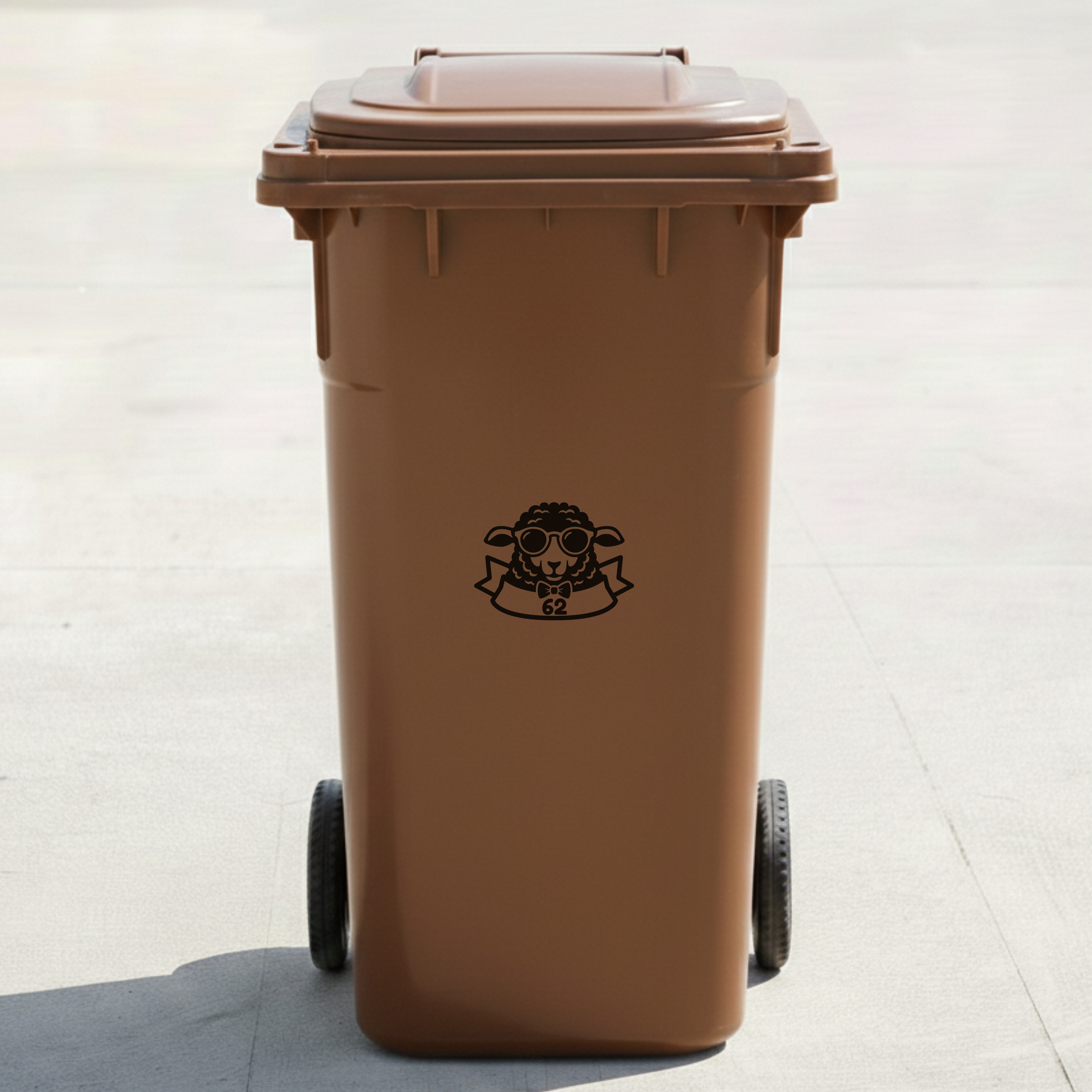 Sheep Bin Decal Sticker with Personalised House Number