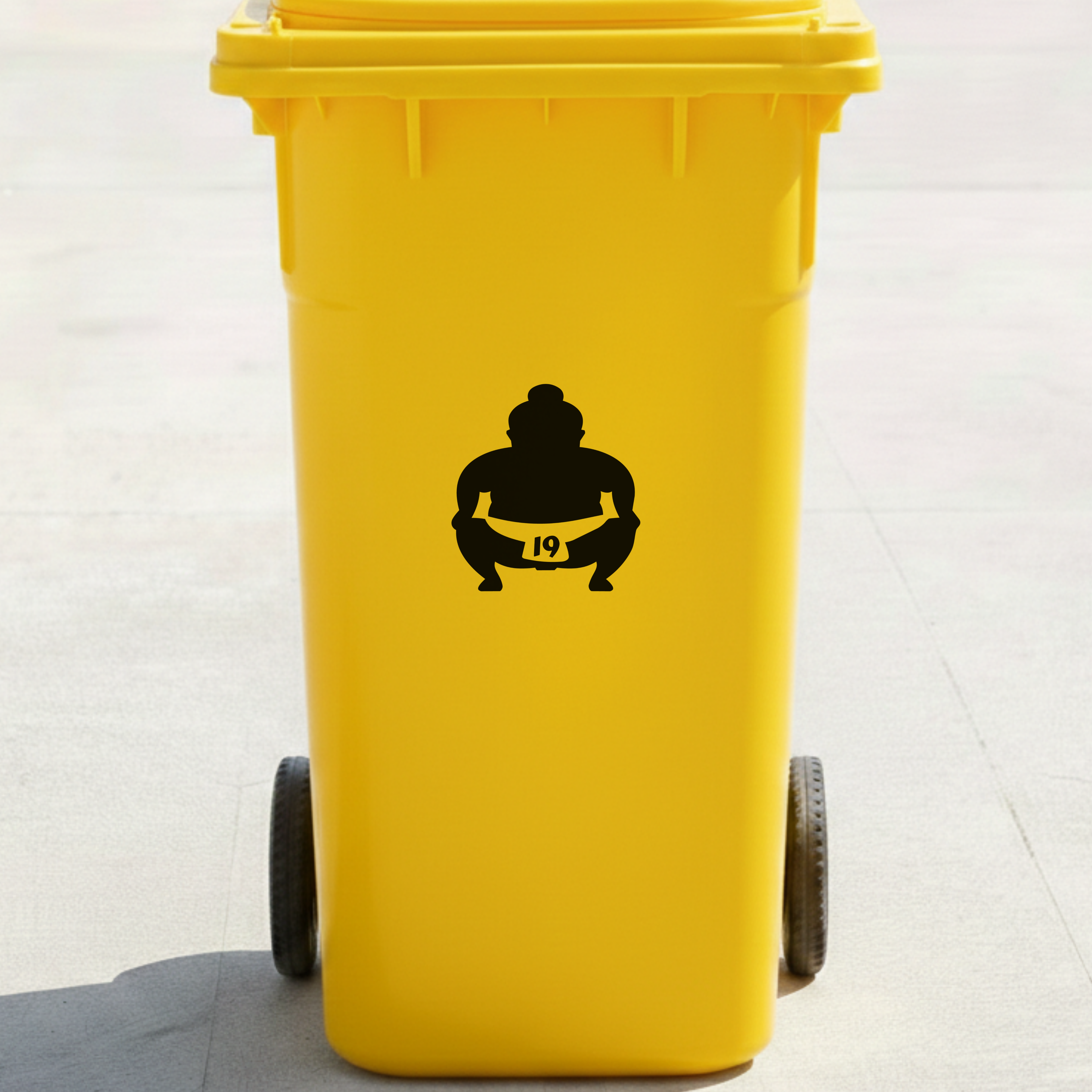 Japanese Sumo Bin Decal Sticker with Personalised House Number