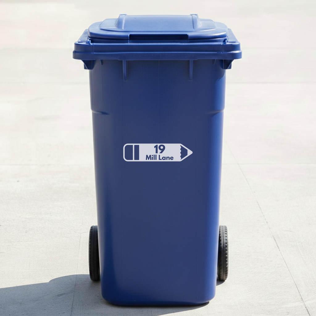 Pencil Bin Decal Sticker with Personalised House Number