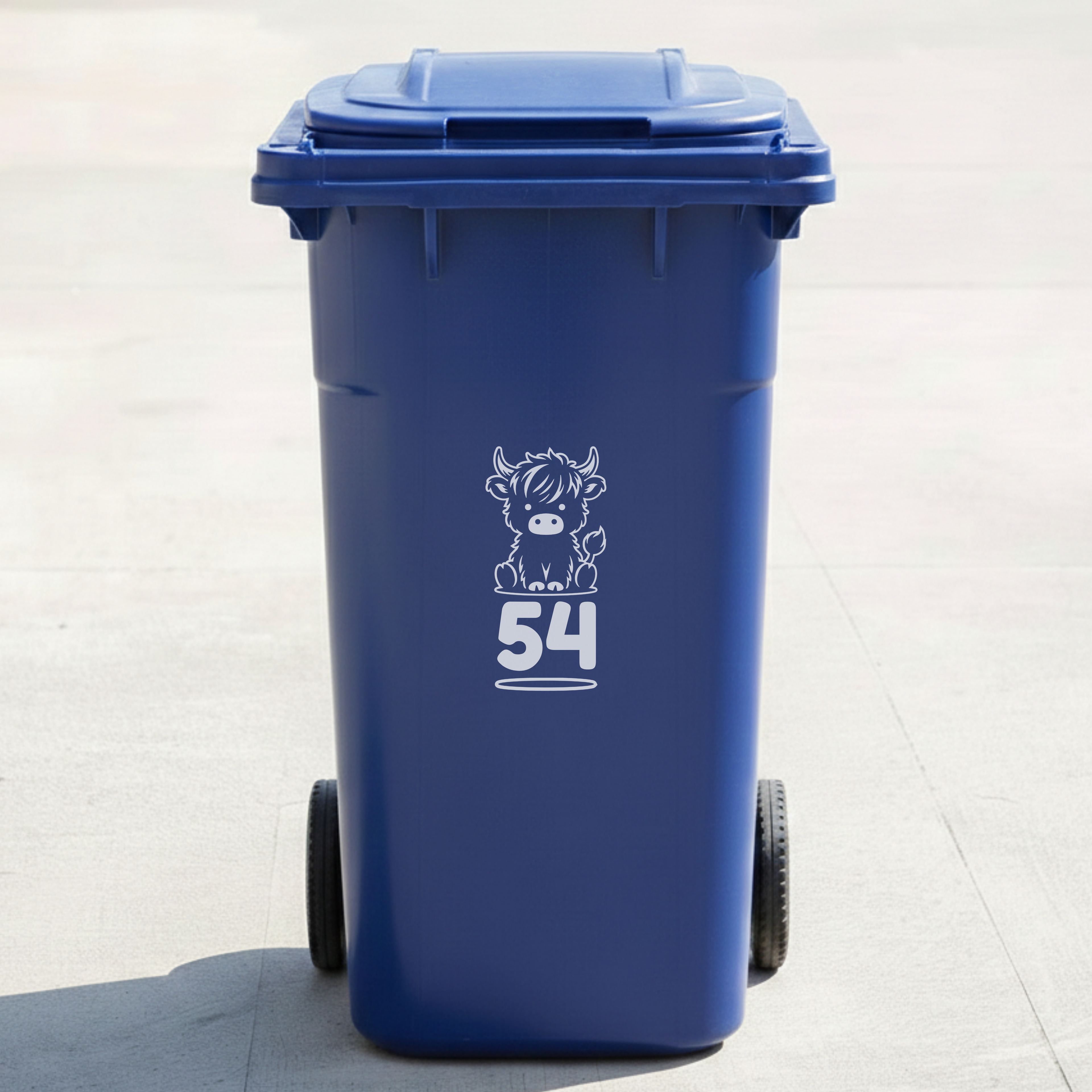 Cow Bin Decal Sticker with Personalised House Number