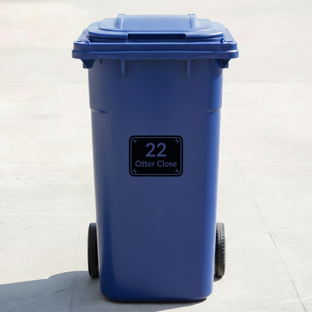 Sign Board Bin Decal Sticker with Personalised House Number