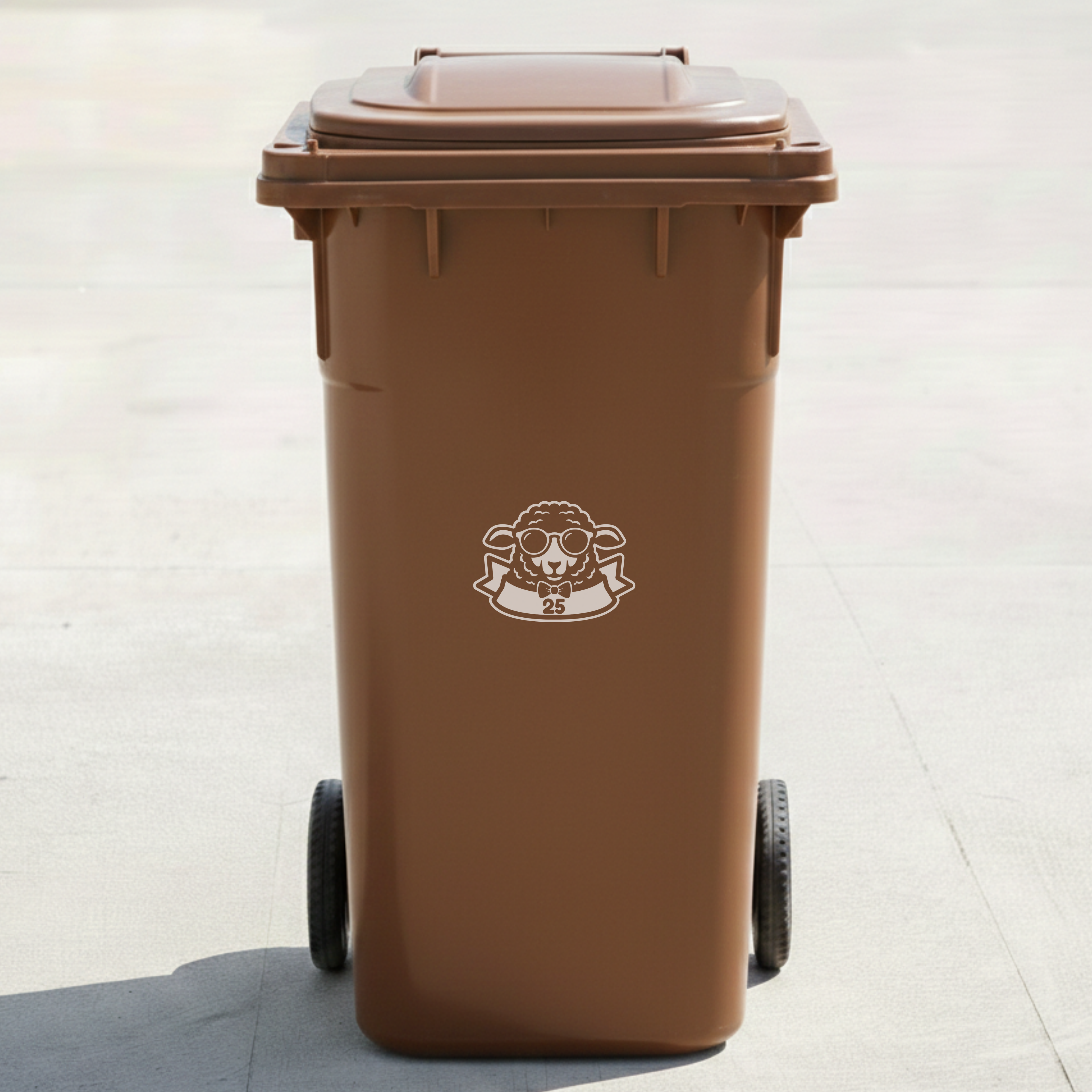 Sheep Bin Decal Sticker with Personalised House Number