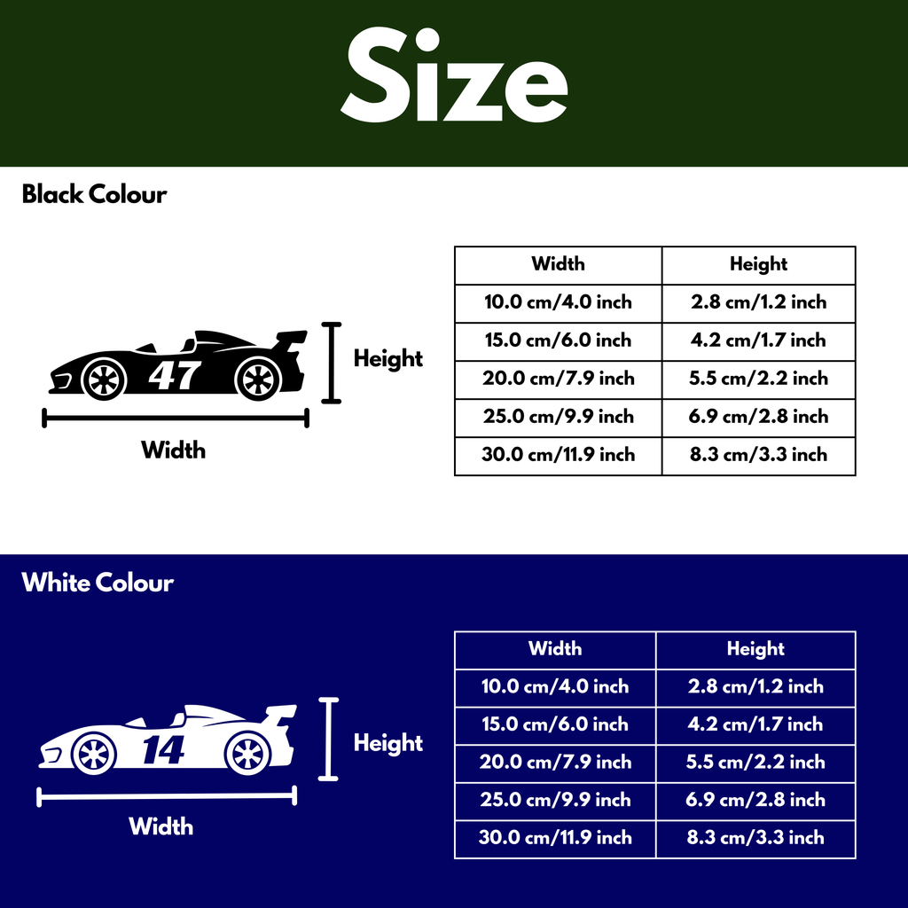 Racing Car Bin Decal Sticker with Personalised House Number