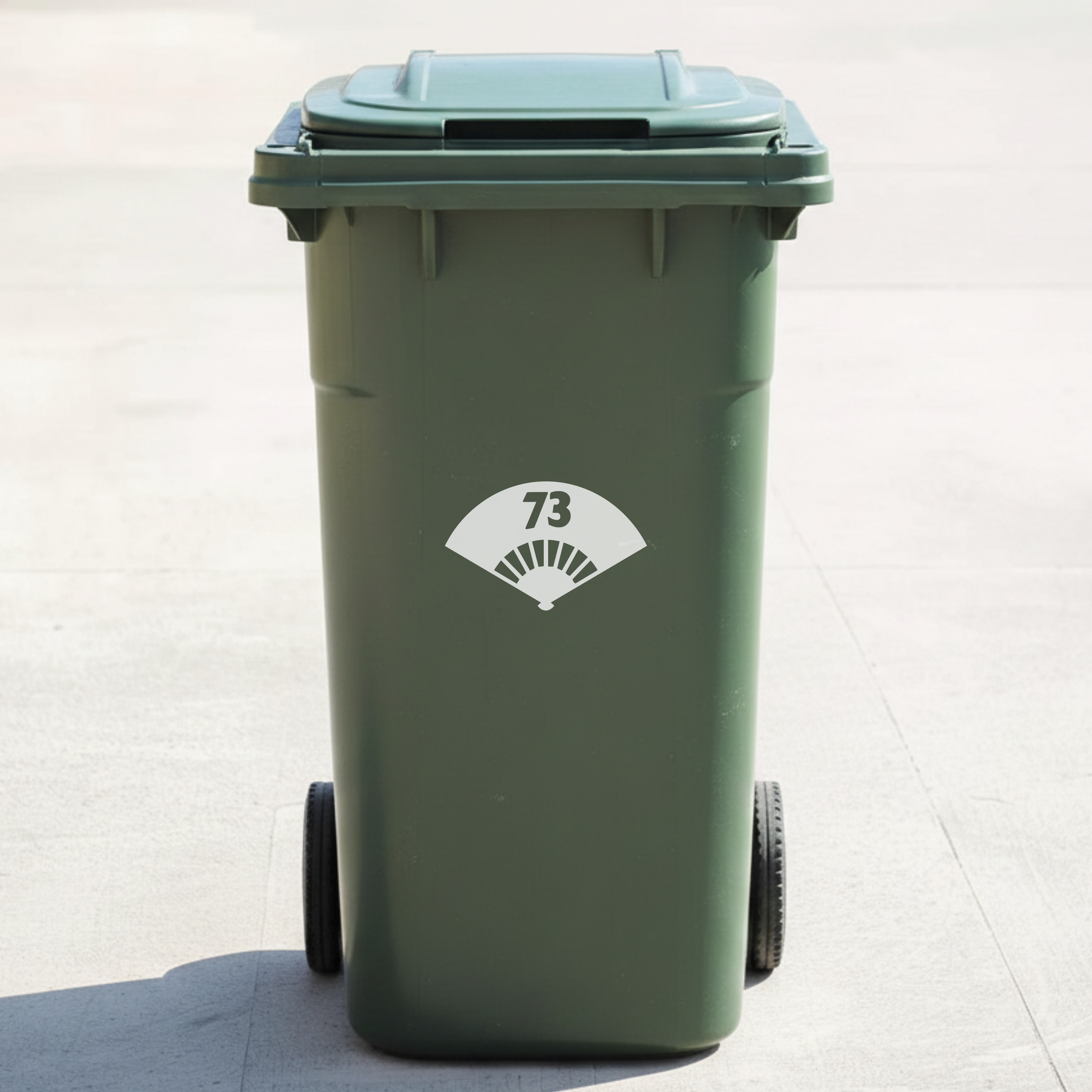 Japanese Fan Bin Decal Sticker with Personalised House Number