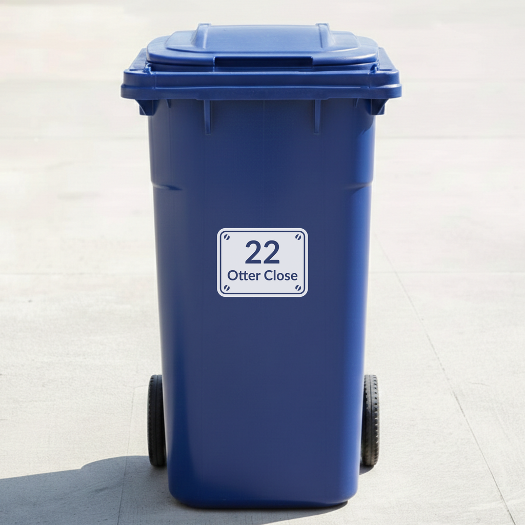 Sign Board Bin Decal Sticker with Personalised House Number