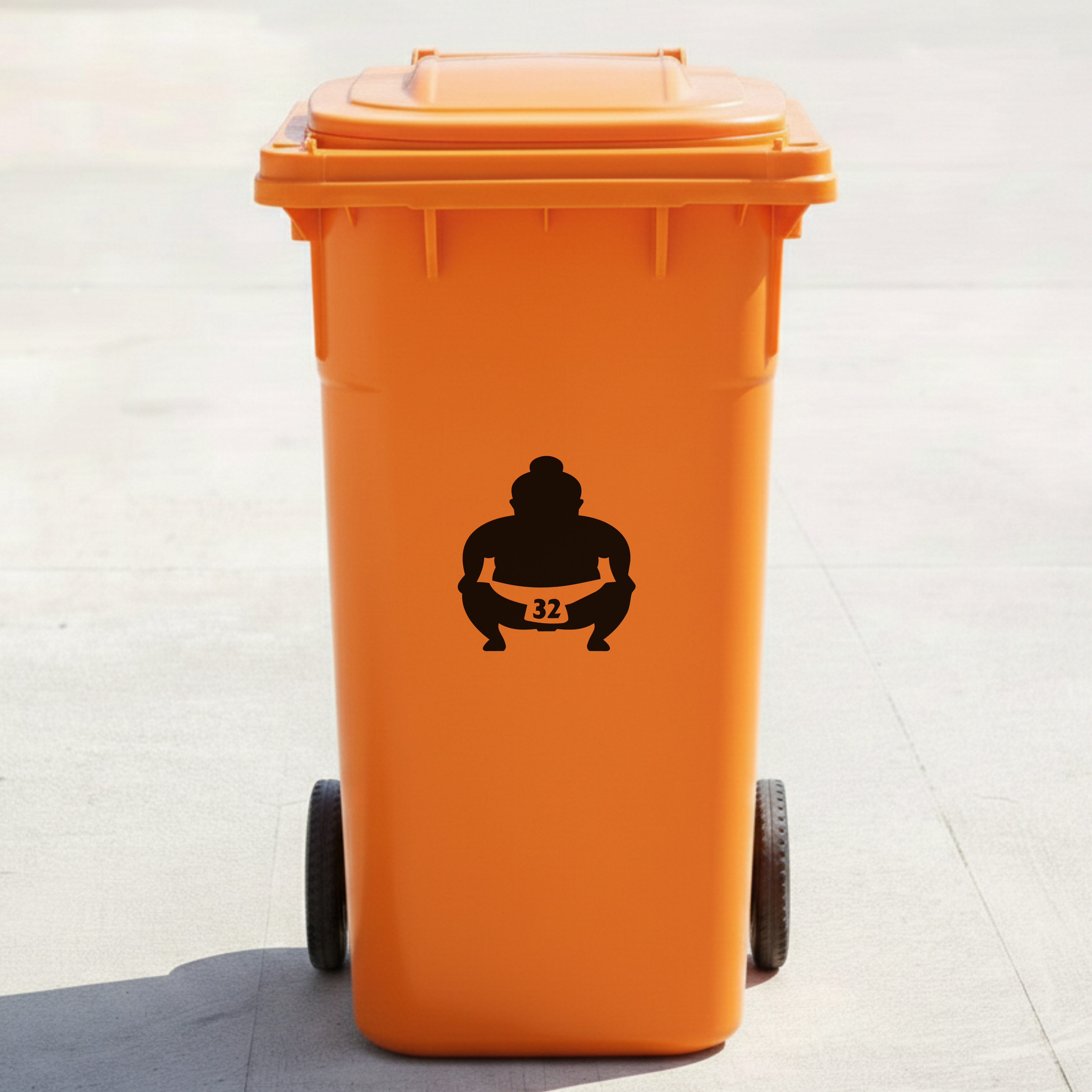 Japanese Sumo Bin Decal Sticker with Personalised House Number