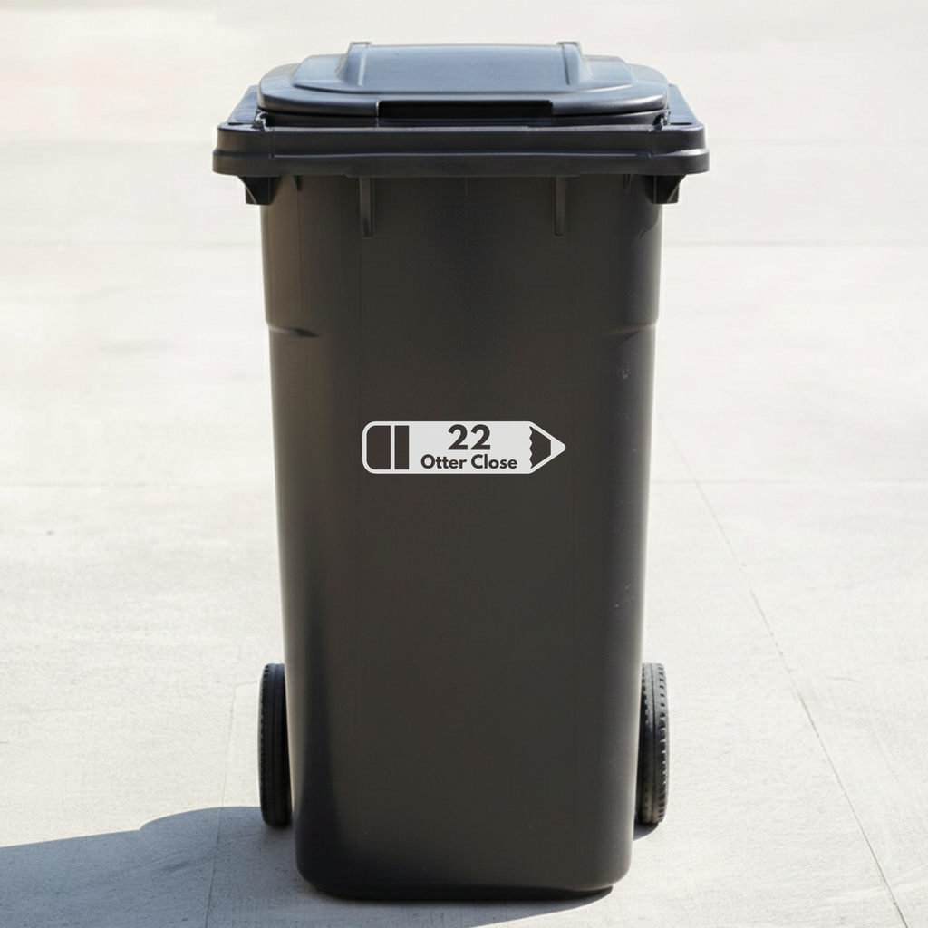 Pencil Bin Decal Sticker with Personalised House Number