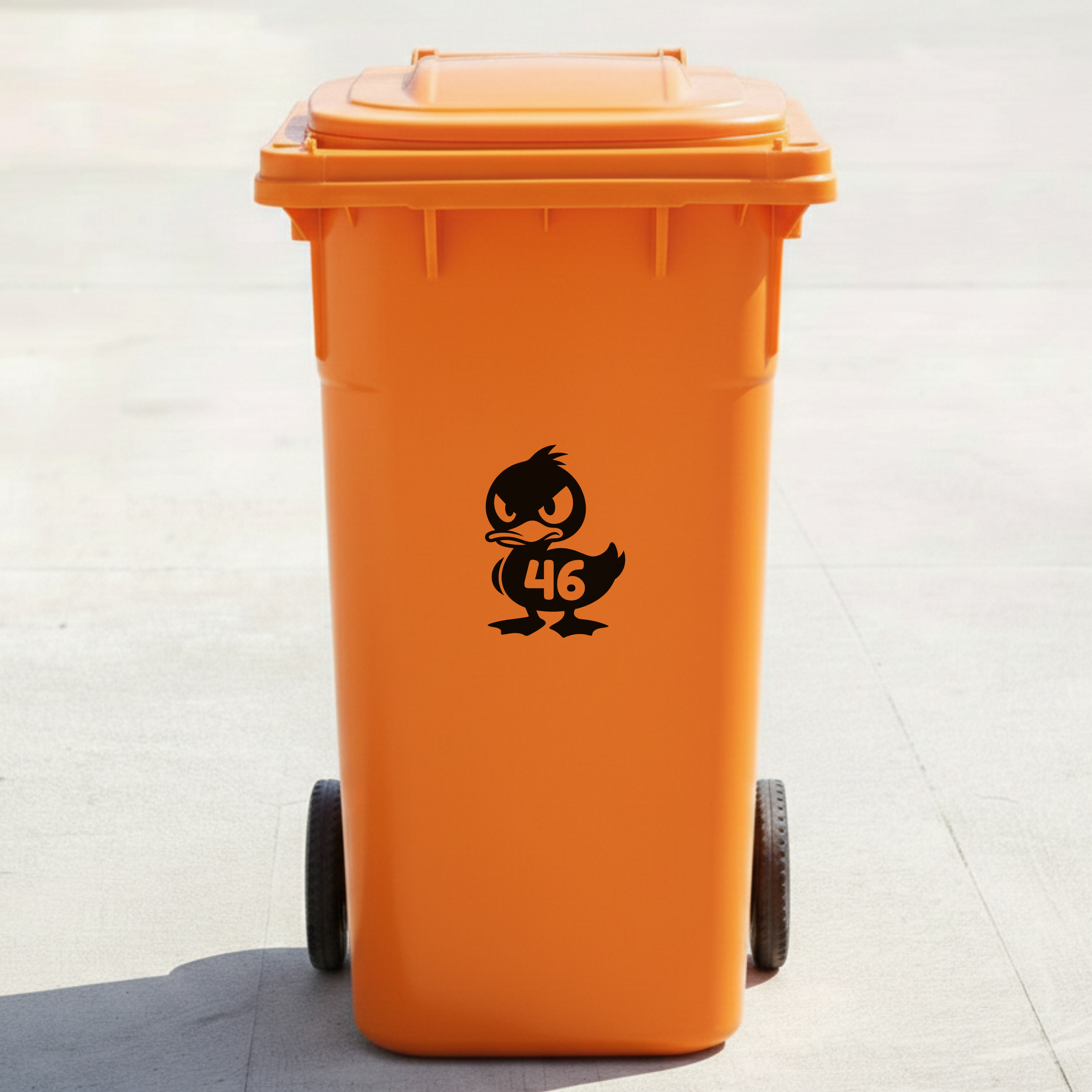 Angry Duck Bin Decal Sticker with Personalised House Number