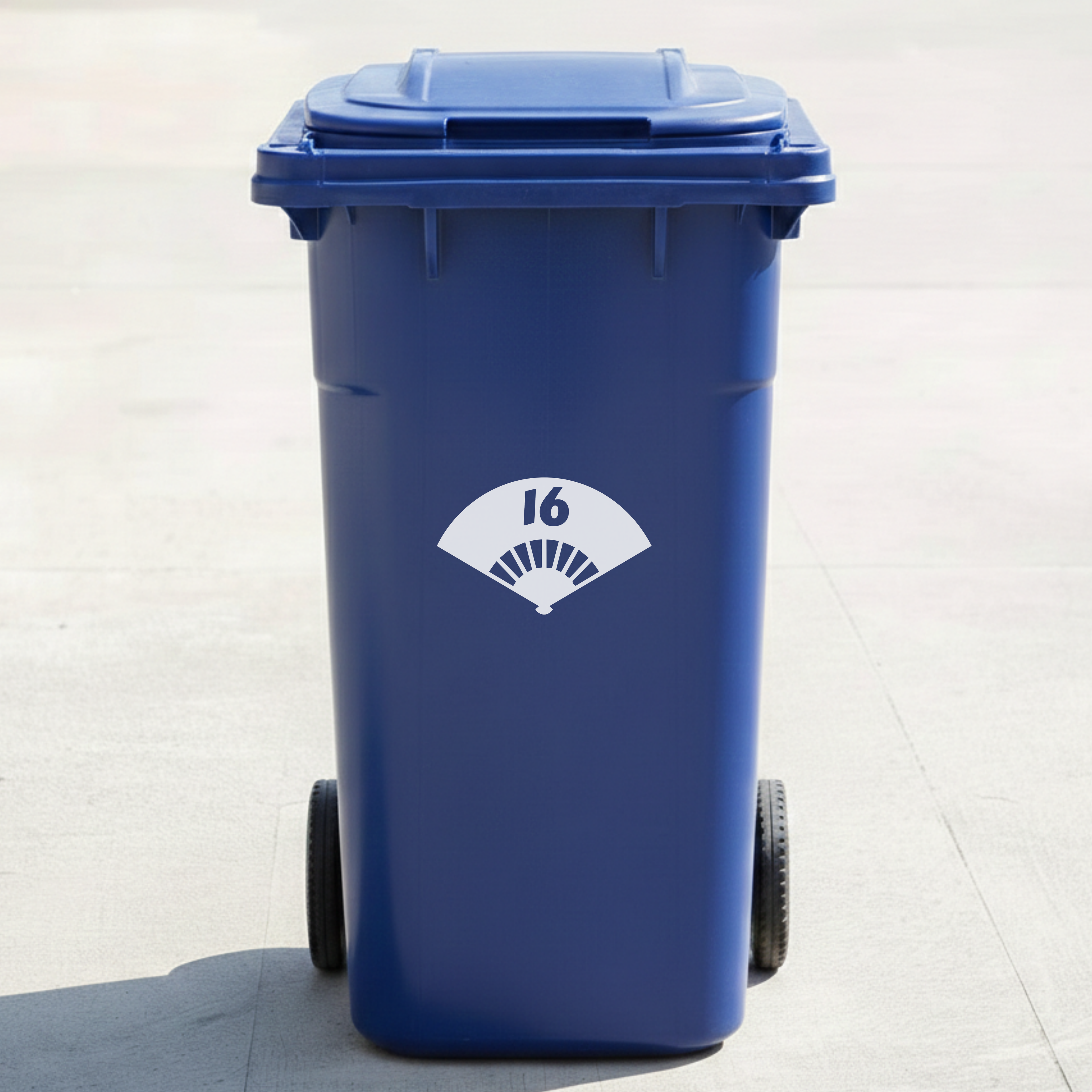 Japanese Fan Bin Decal Sticker with Personalised House Number