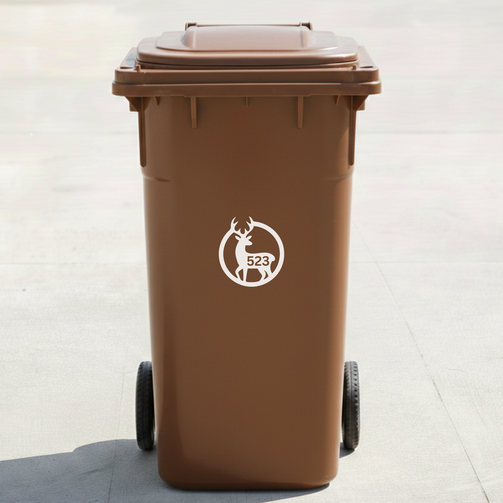 Deer Bin Decal Sticker with Personalised House Number