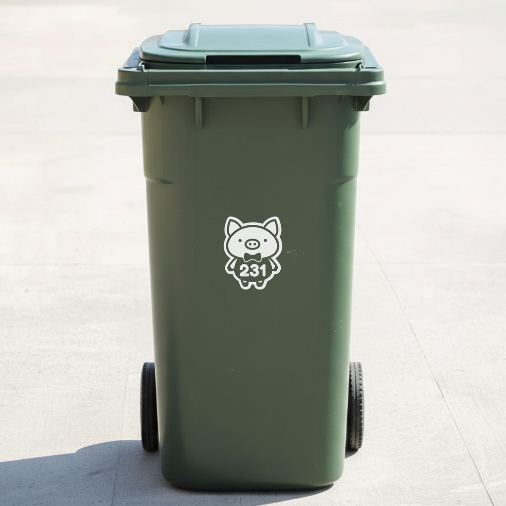 Piggy Bin Decal Sticker with Personalised House Number