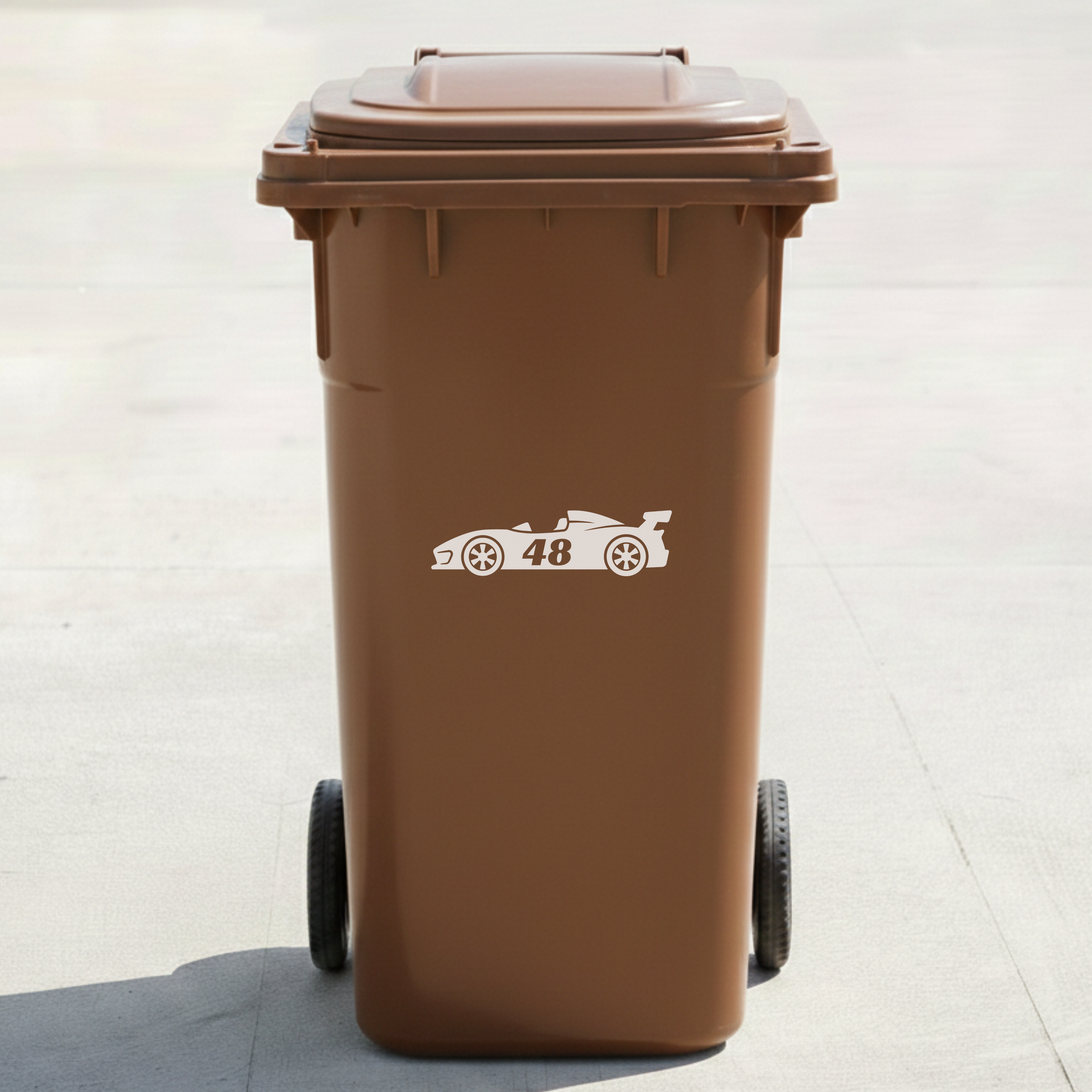 Racing Car Bin Decal Sticker with Personalised House Number