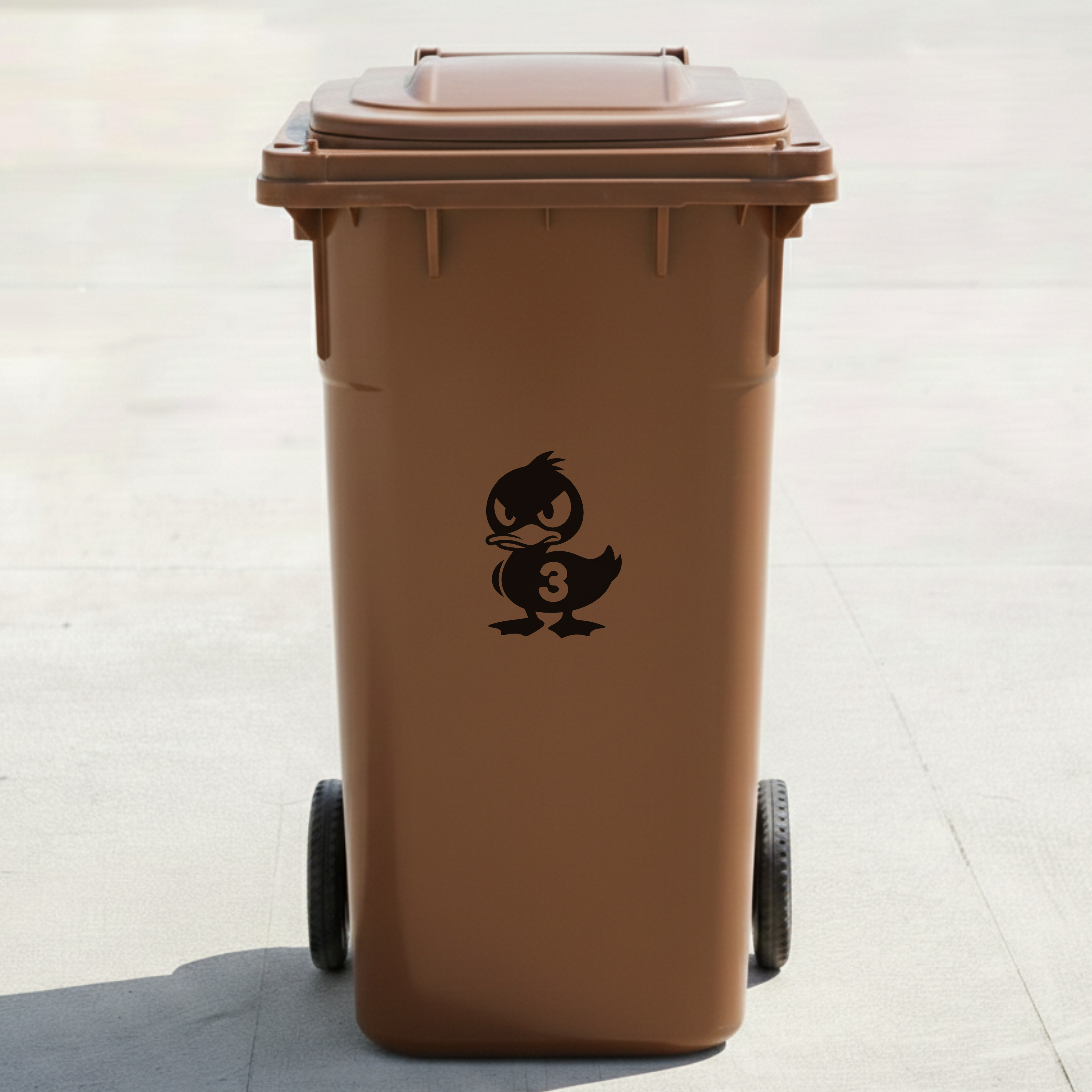 Angry Duck Bin Decal Sticker with Personalised House Number