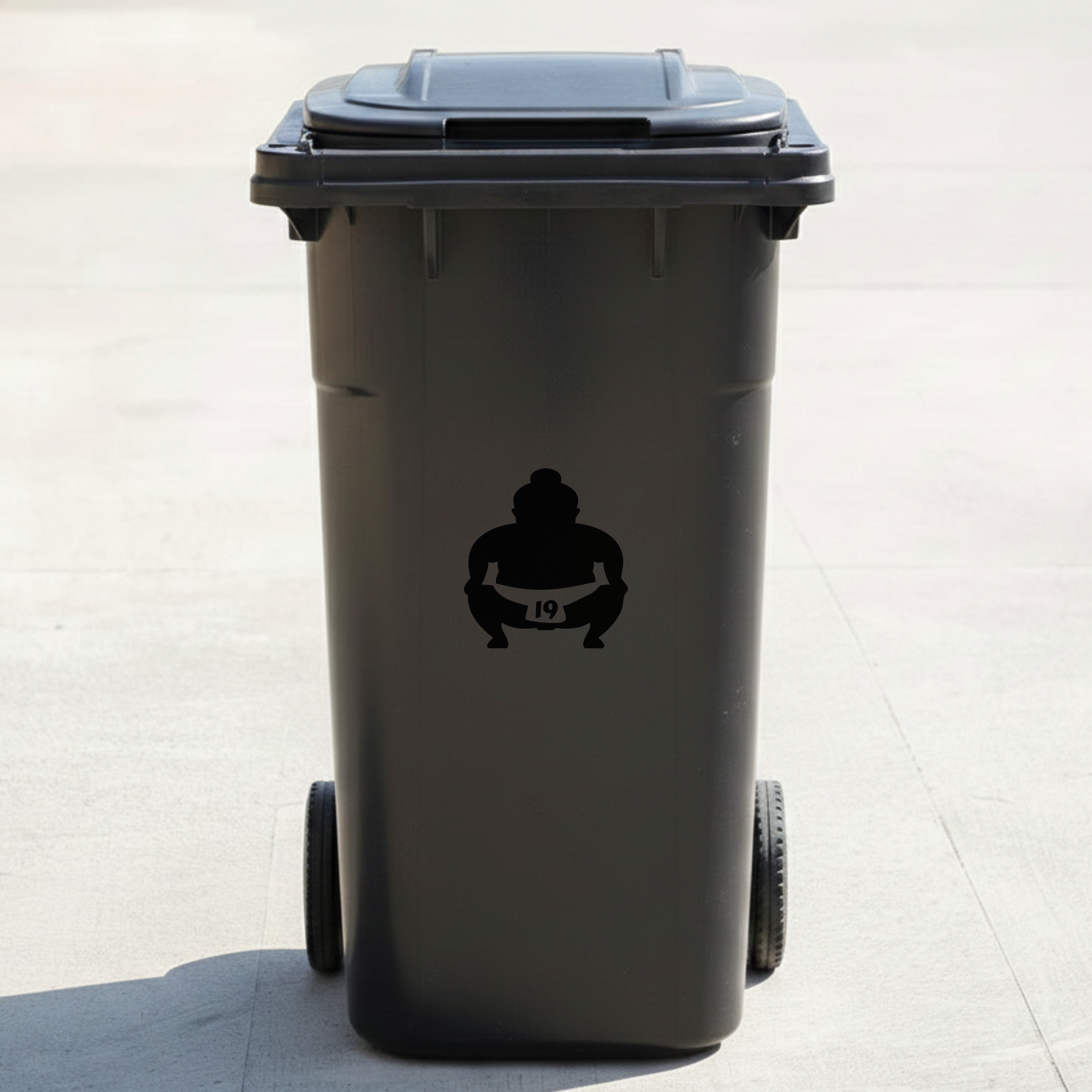 Japanese Sumo Bin Decal Sticker with Personalised House Number