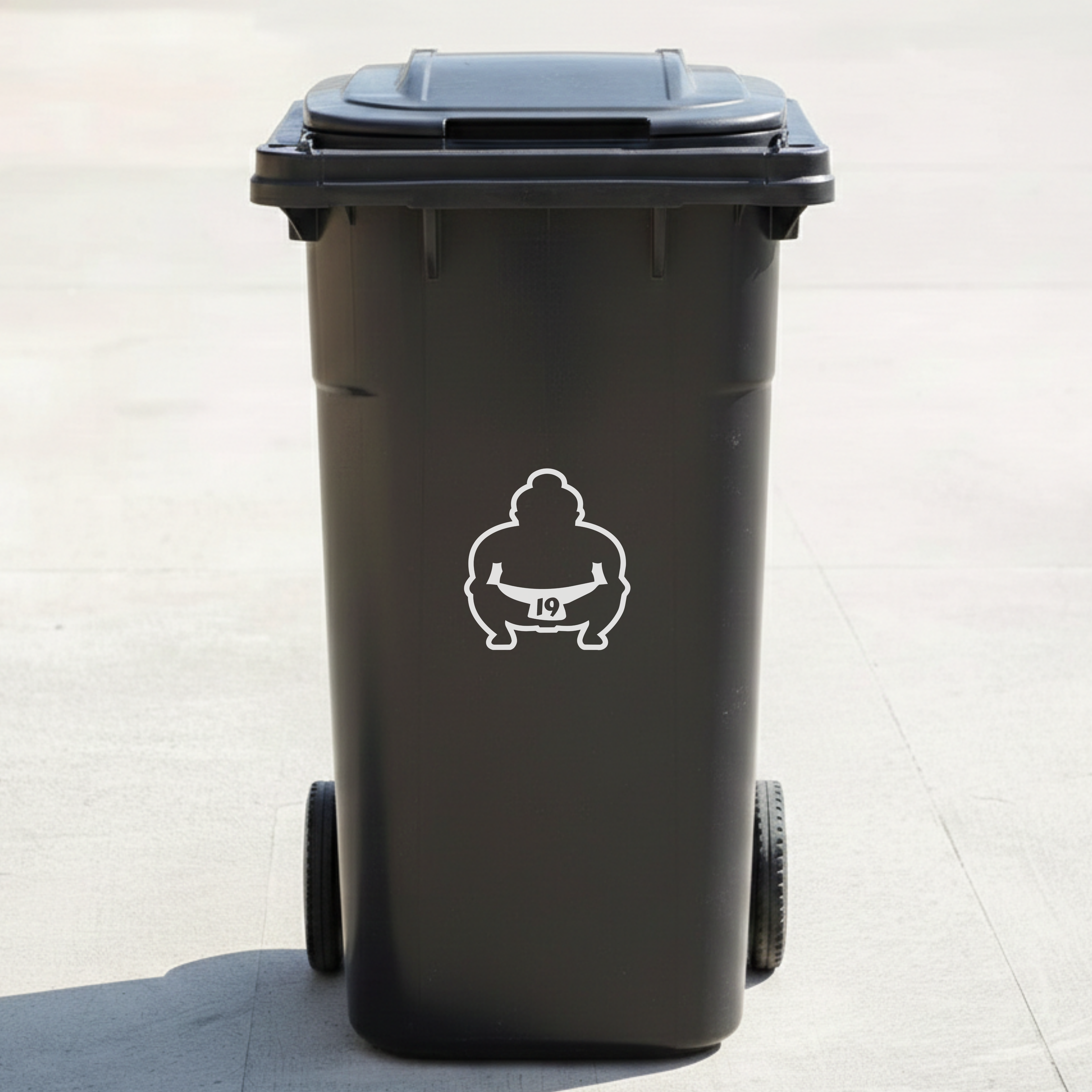 Japanese Sumo Bin Decal Sticker with Personalised House Number