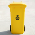 Angry Penguin Bin Decal Sticker with Personalised House Number