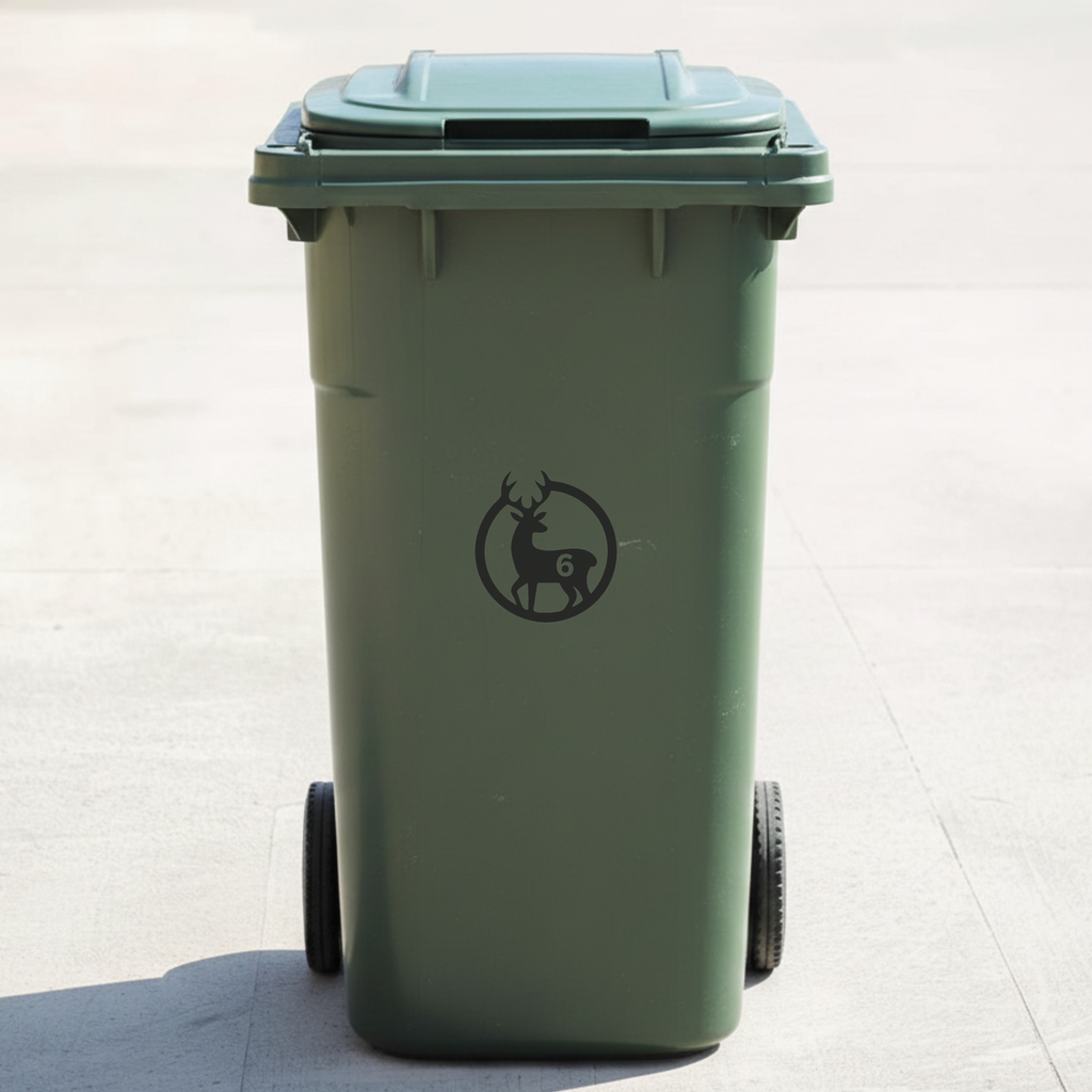 Deer Bin Decal Sticker with Personalised House Number