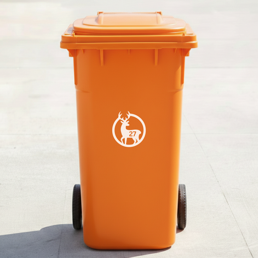 Deer Bin Decal Sticker with Personalised House Number