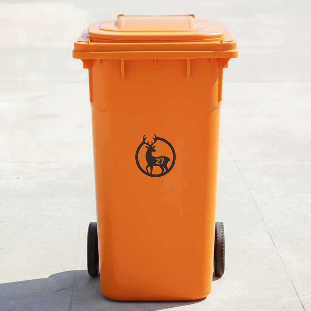 Deer Bin Decal Sticker with Personalised House Number