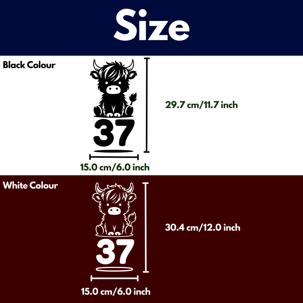 Cow Bin Decal Sticker with Personalised House Number