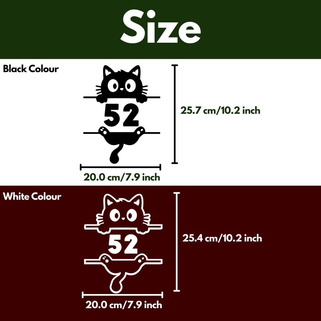 Peeking Cat Bin Decal Sticker with Personalised House Number