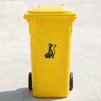 Sitting Dog Bin Decal Sticker with Personalised House Number