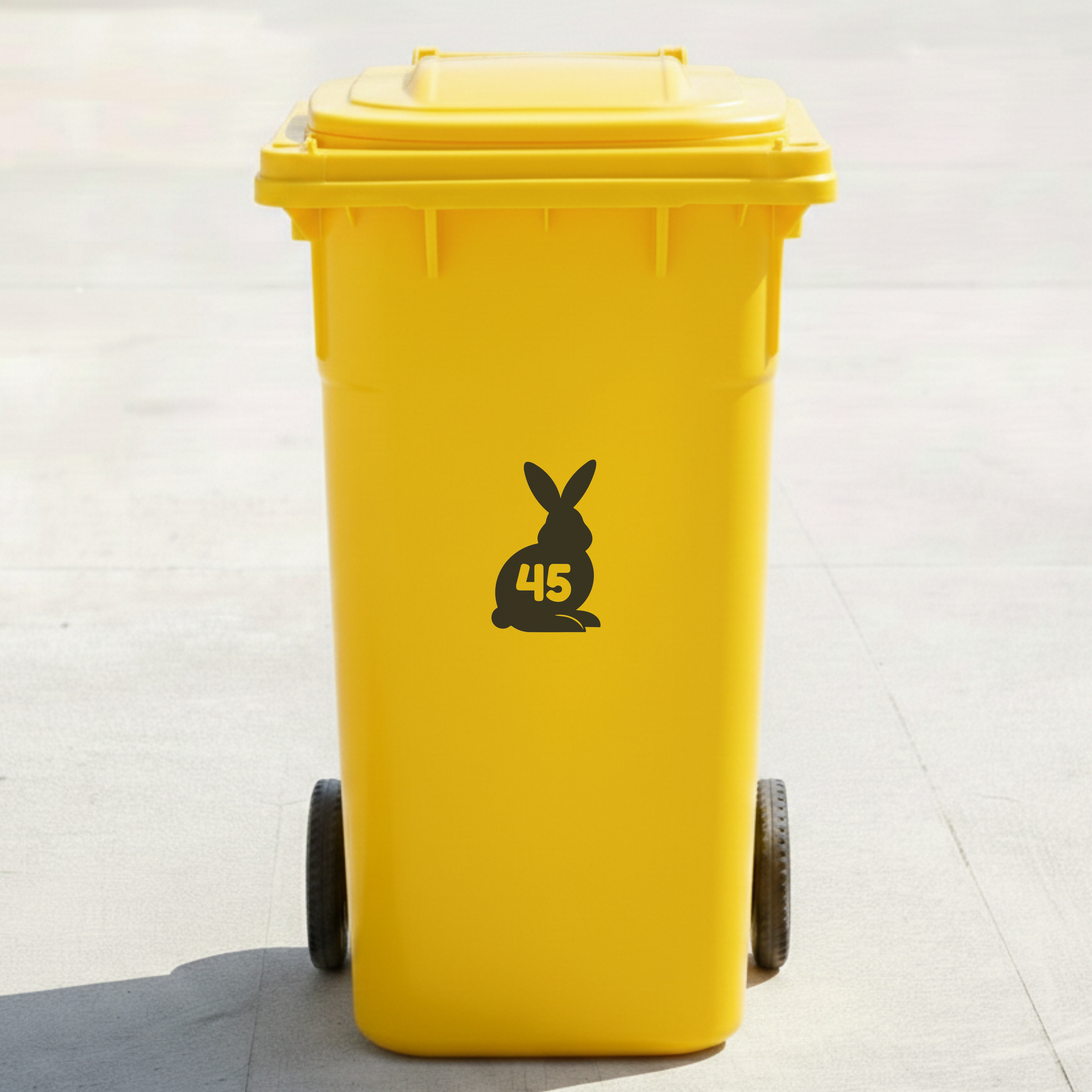 Rabbit Bin Decal Sticker with Personalised House Number